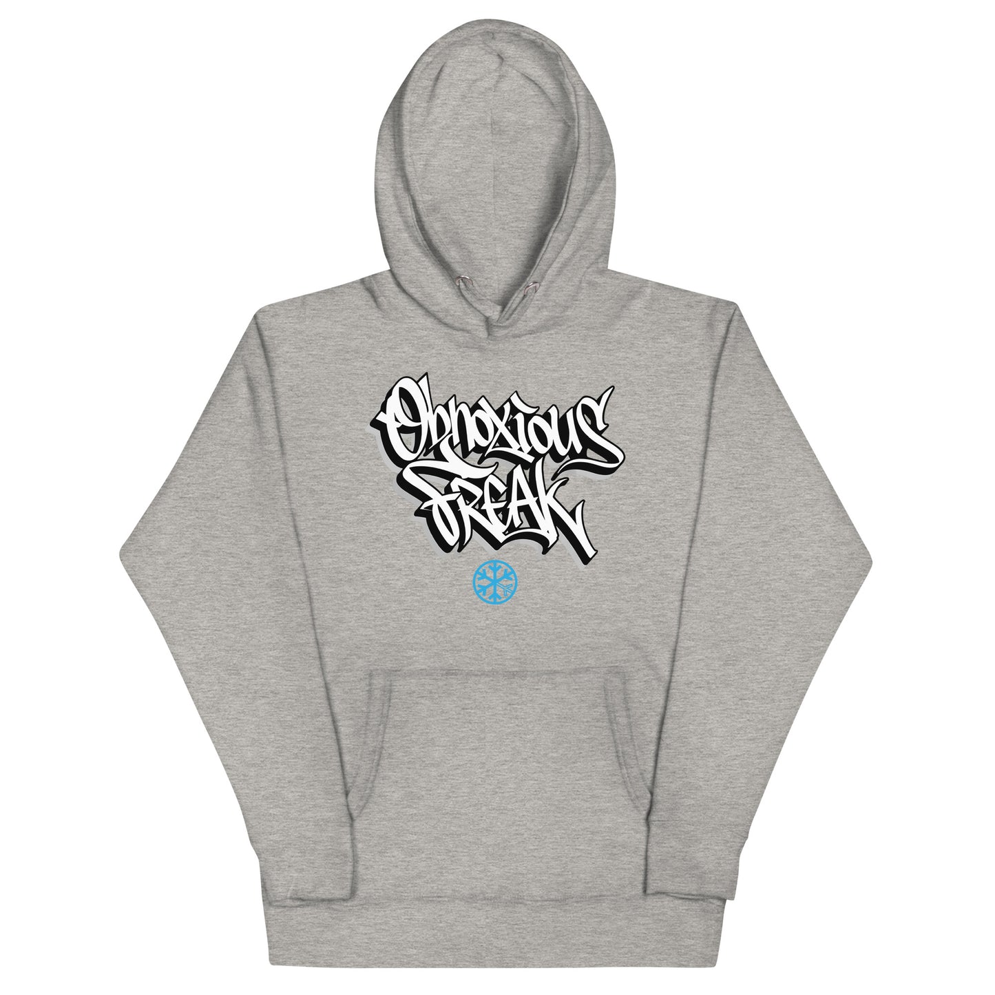 Gray-Obnoxious Freak Graffiti Hoodie from B.Different Clothing, front view, graffiti-inspired streetwear