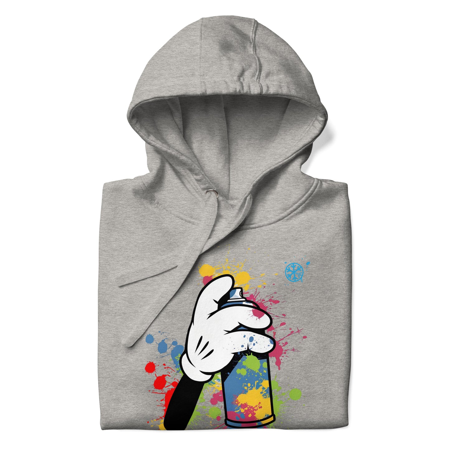 Gray-Hand Spray Can Graffiti Hoodie from B.Different Clothing, folded, graffiti-inspired streetwear