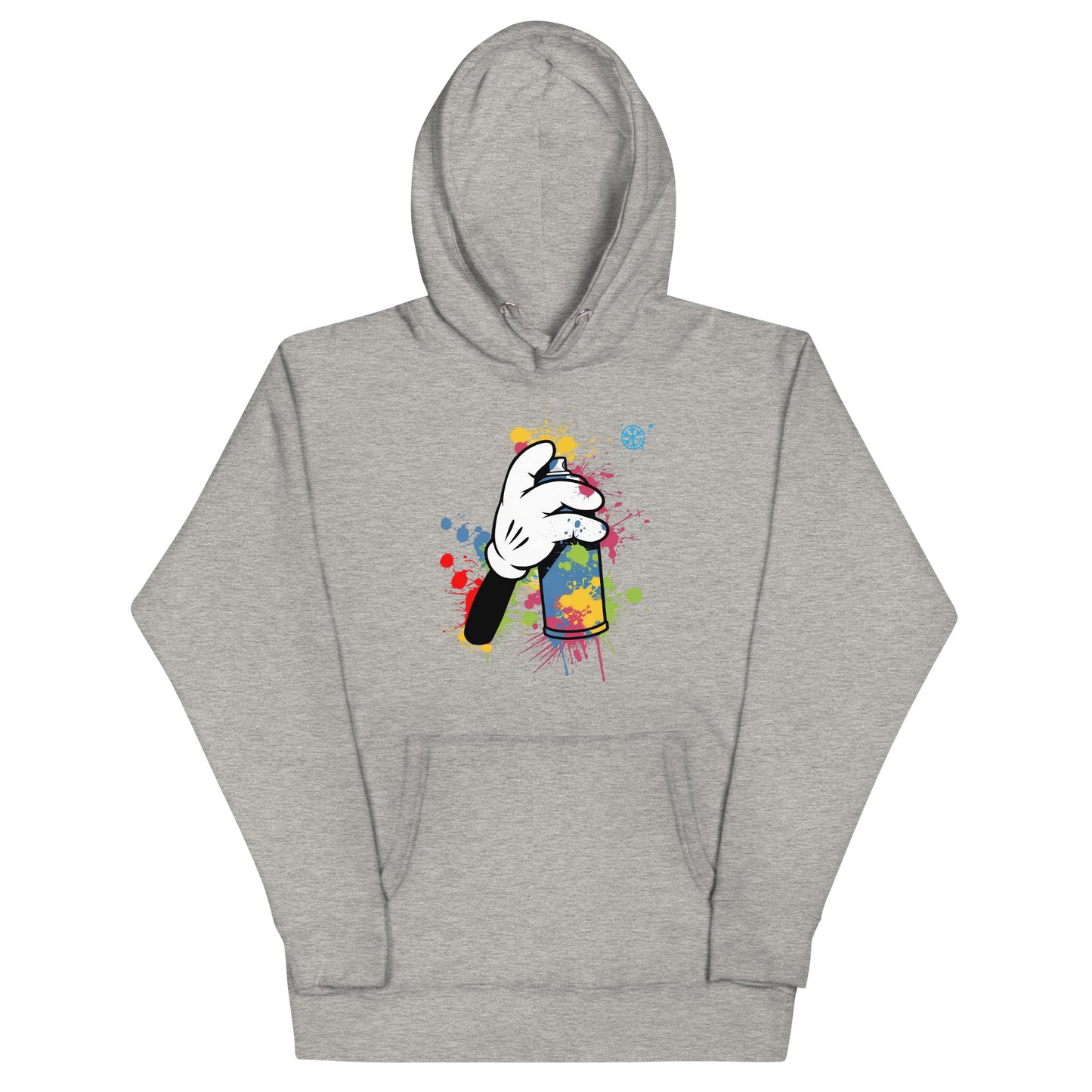 Gray-Hand Spray Can Graffiti Hoodie from B.Different Clothing, front view, graffiti-inspired streetwear