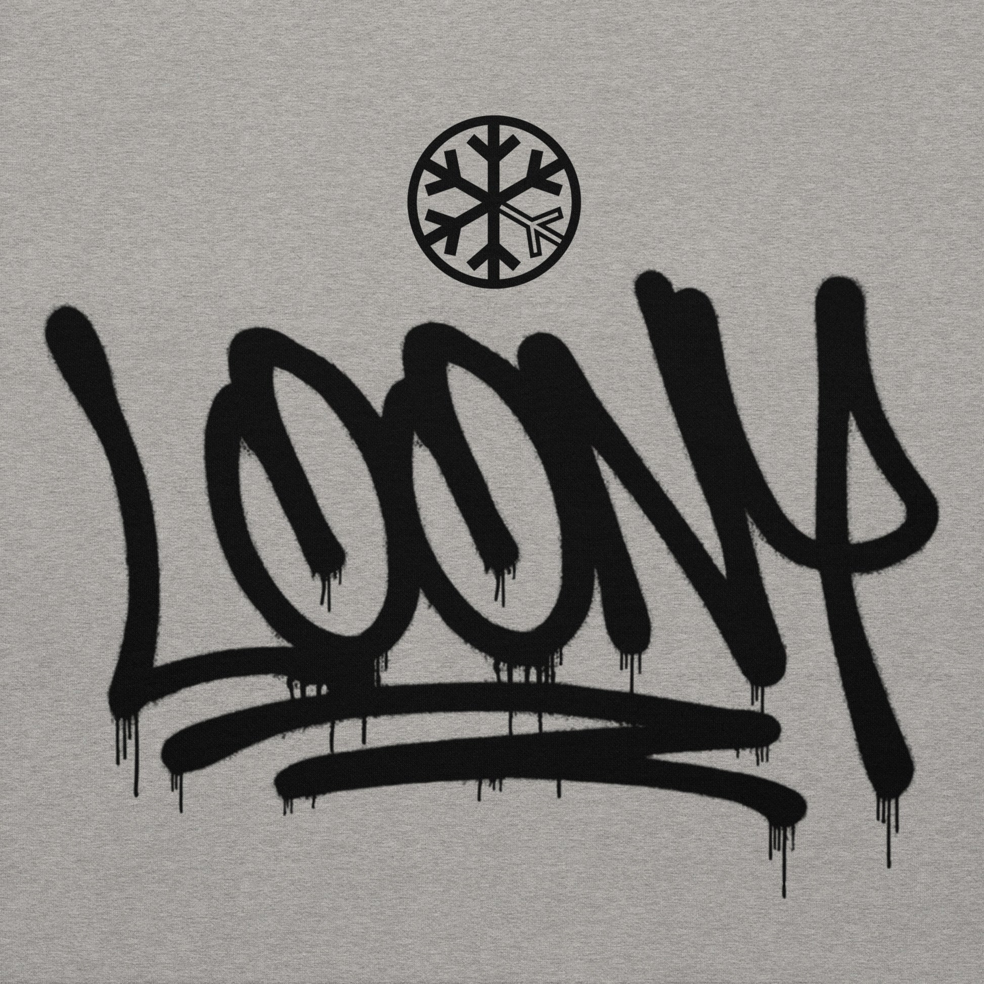 Gray-Loony Graffiti Tag Hoodie from B.Different Clothing, graphic, graffiti-inspired streetwear