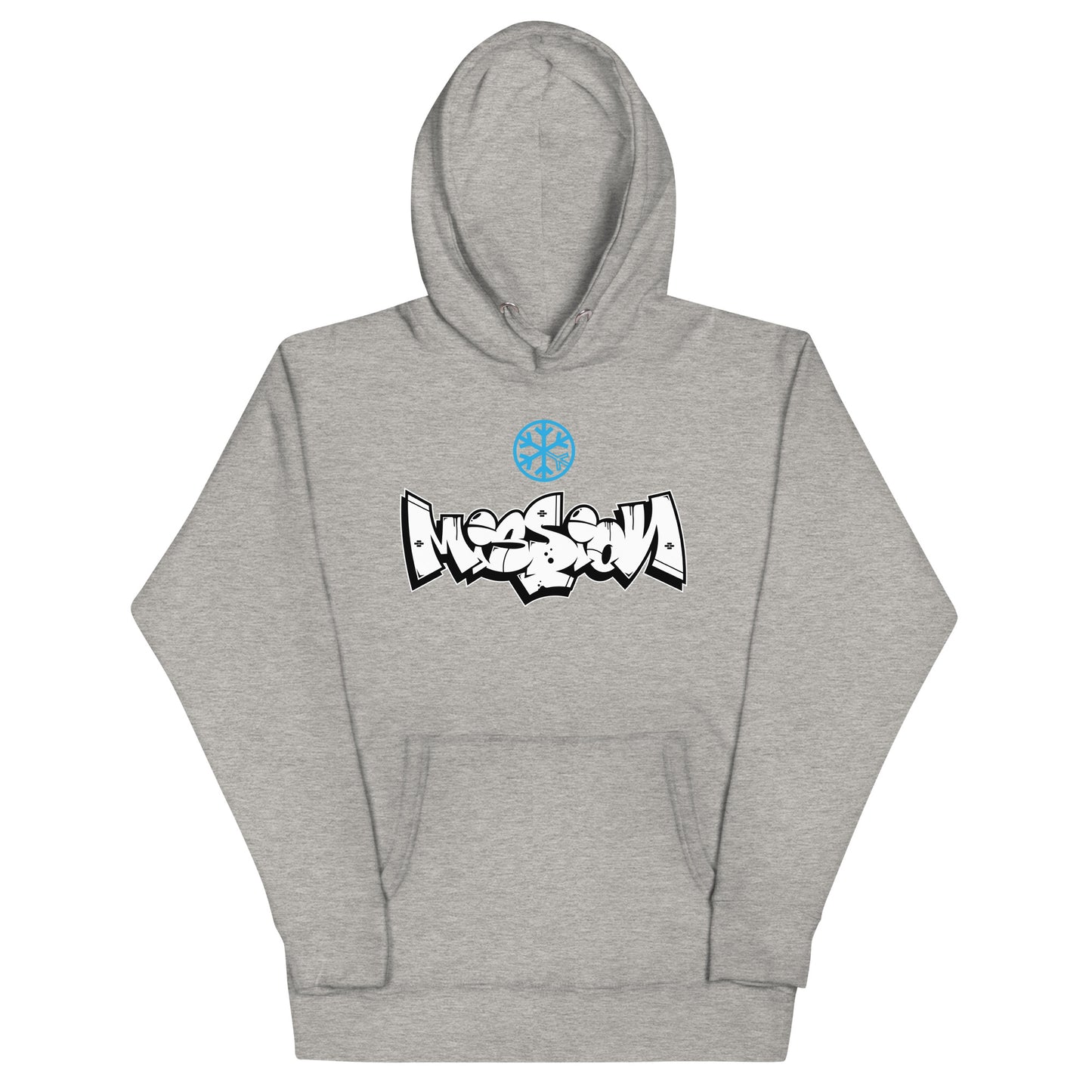 Gray-Mission Graffiti Piece Hoodie from B.Different Clothing, front view, graffiti-inspired streetwear