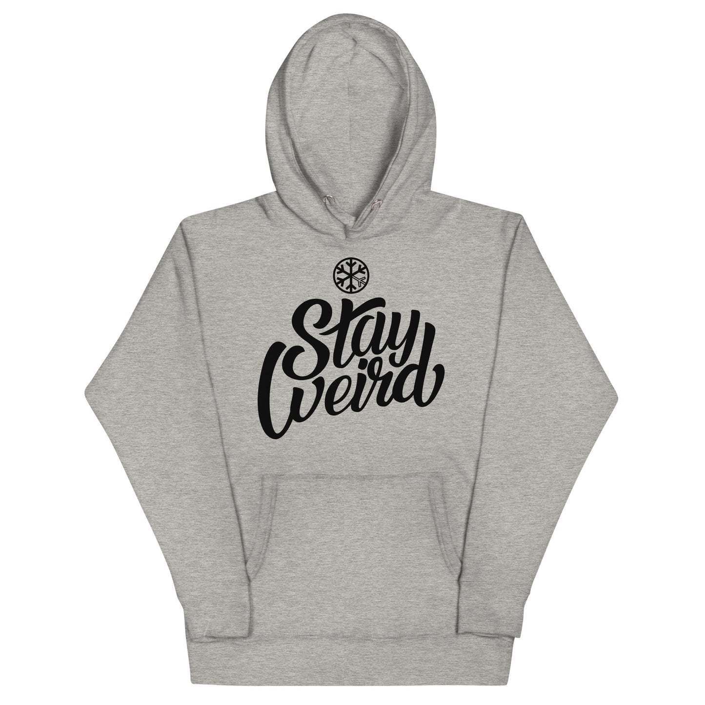 Gray-Stay Weird Hoodie from B.Different Clothing, front view, graffiti-inspired streetwear