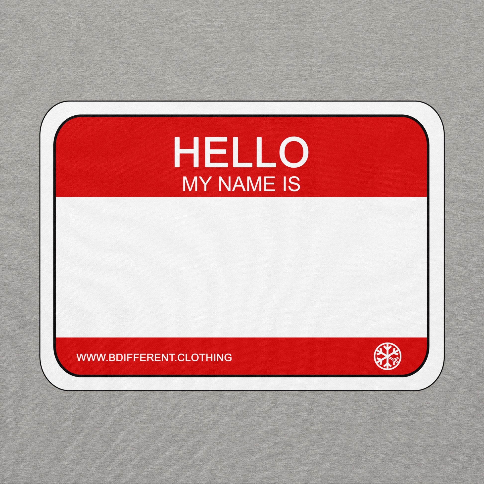 Gray-Hello My Name Is Sticker Graffiti Hoodie from B.Different Clothing, graphic, graffiti-inspired streetwear