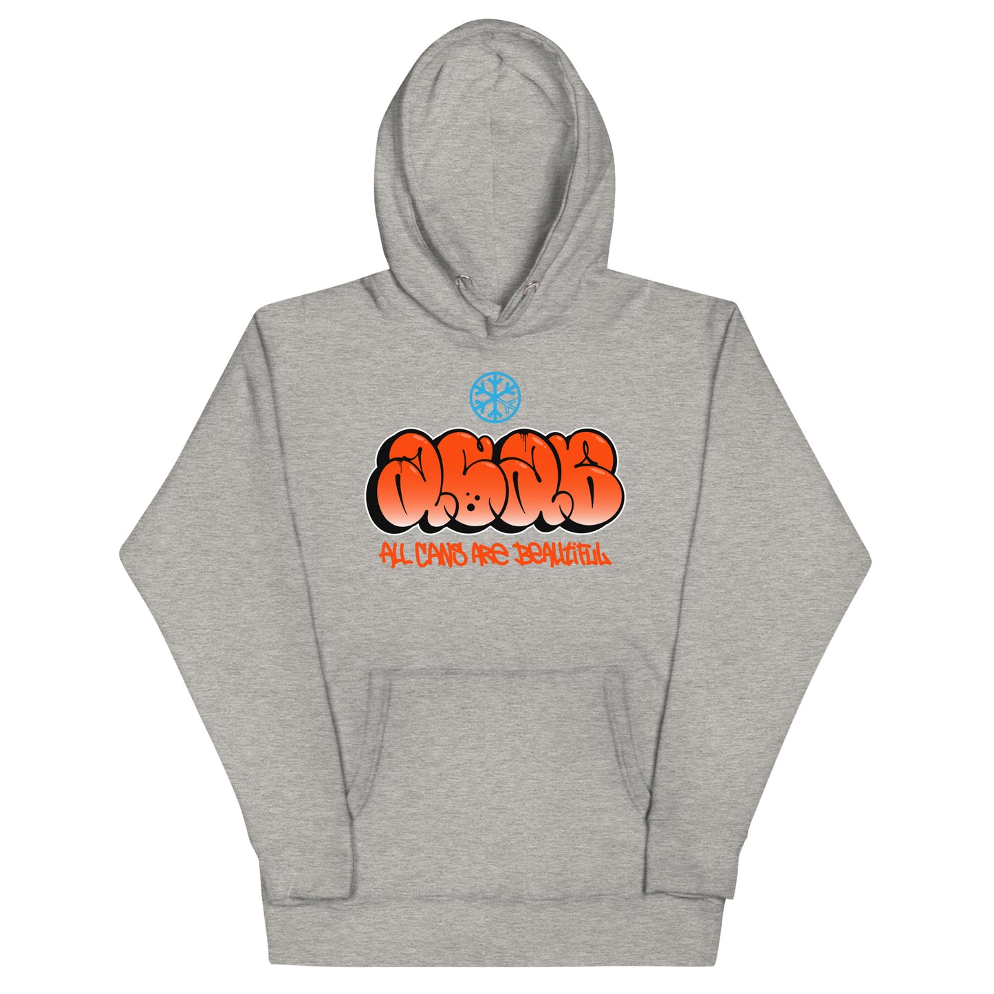 Gray-ACAB Graffiti Throw-up Hoodie from B.Different Clothing, front view, graffiti-inspired streetwear