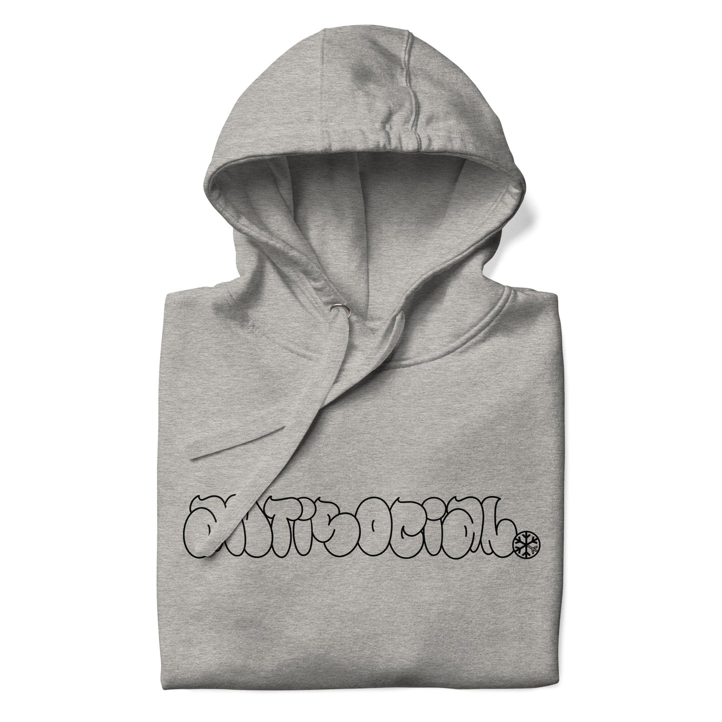 Gray-Antisocial Graffiti Hollow Hoodie from B.Different Clothing, folded, graffiti-inspired streetwear