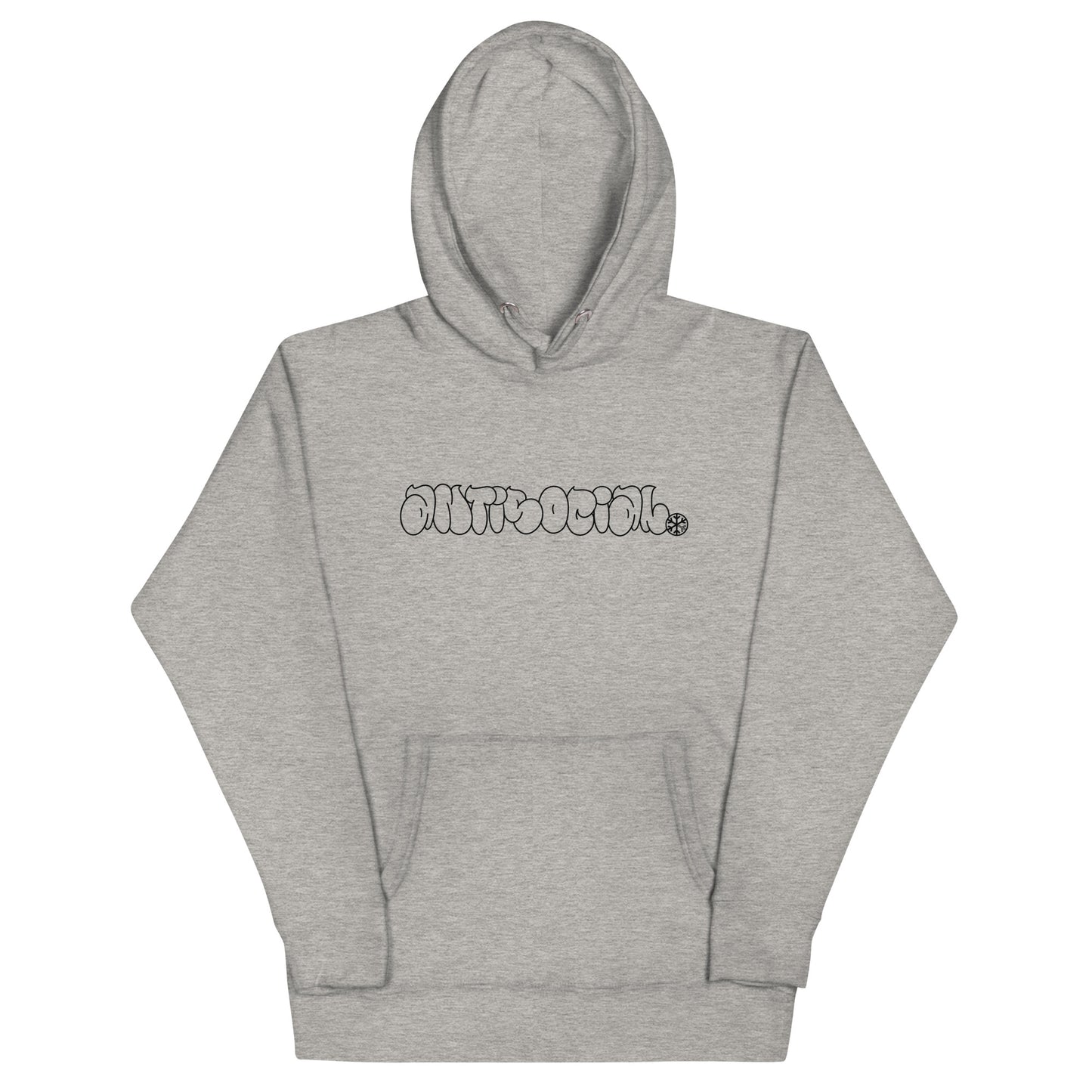 Gray-Antisocial Graffiti Hollow Hoodie from B.Different Clothing, front view, graffiti-inspired streetwear