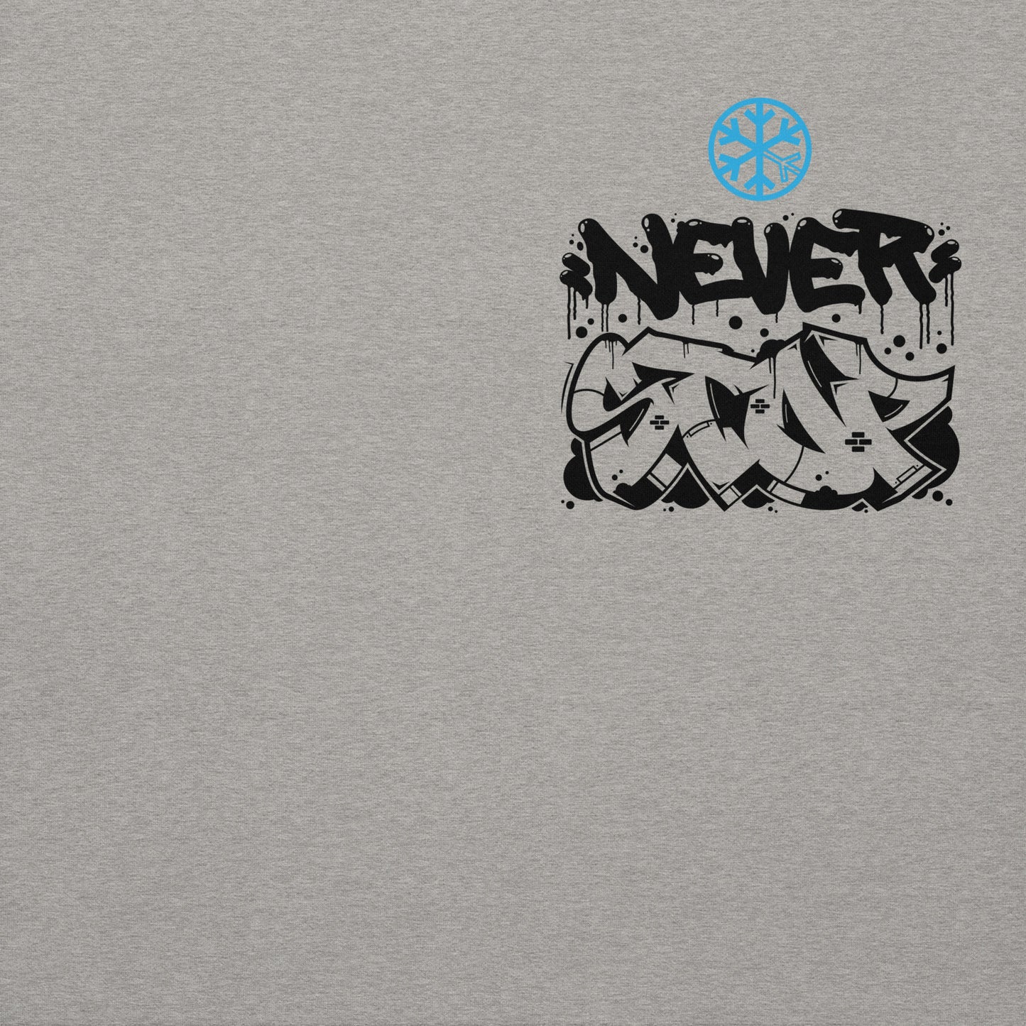 Gray-Never Stop Graffiti Character Hoodie from B.Different Clothing, front graphic, graffiti-inspired streetwear