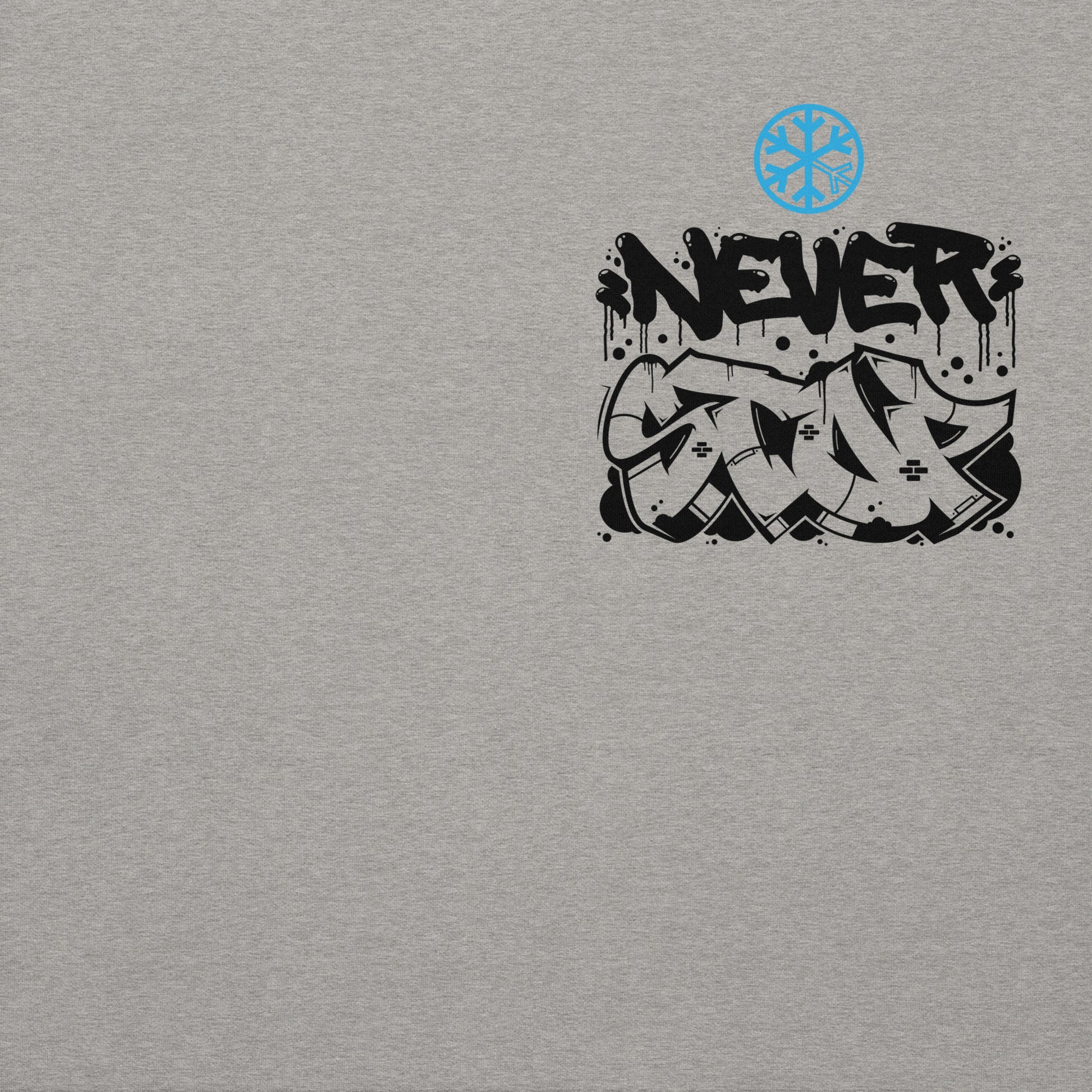 Gray-Never Stop Graffiti Character Hoodie from B.Different Clothing, front graphic, graffiti-inspired streetwear