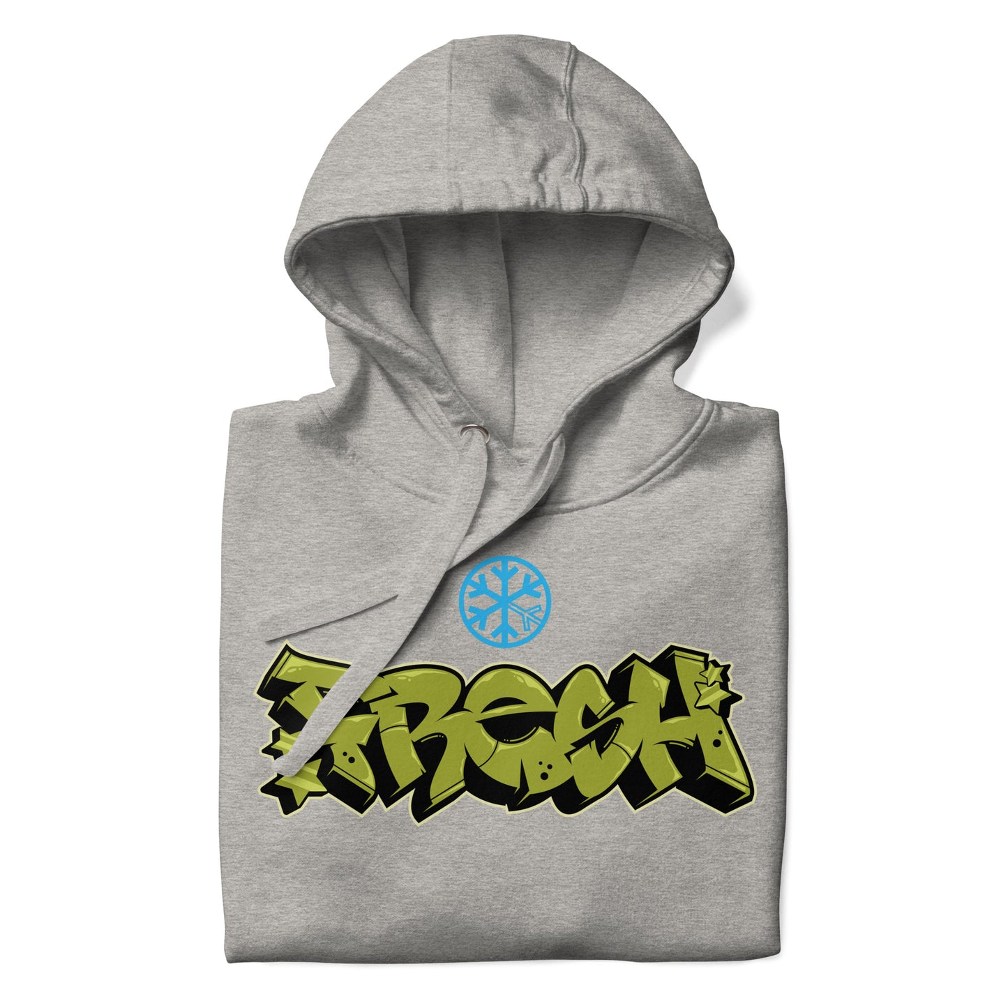 Gray-Fresh Graffiti Piece Hoodie from B.Different Clothing, folded, graffiti-inspired streetwear