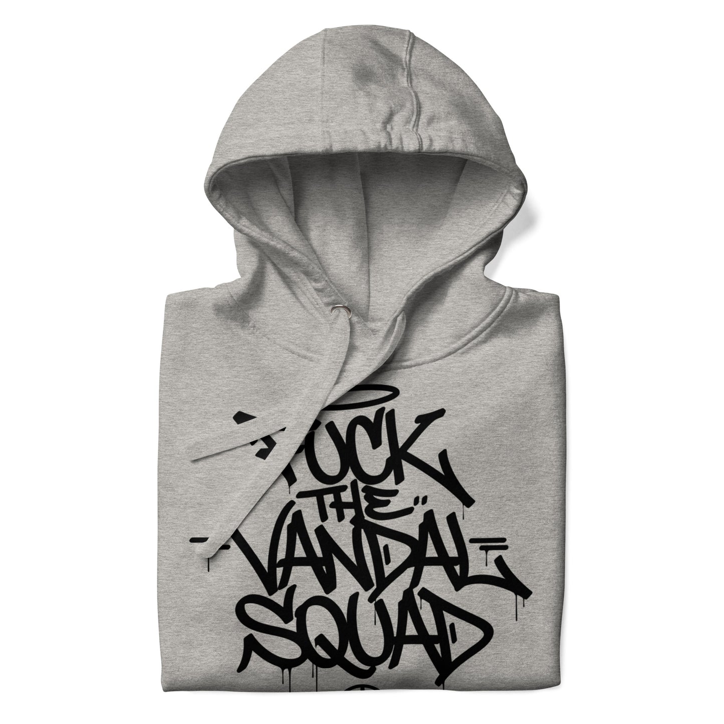 Gray-Fuck The Vandal Squad Graffiti Hoodie from B.Different Clothing, folded, graffiti-inspired streetwear