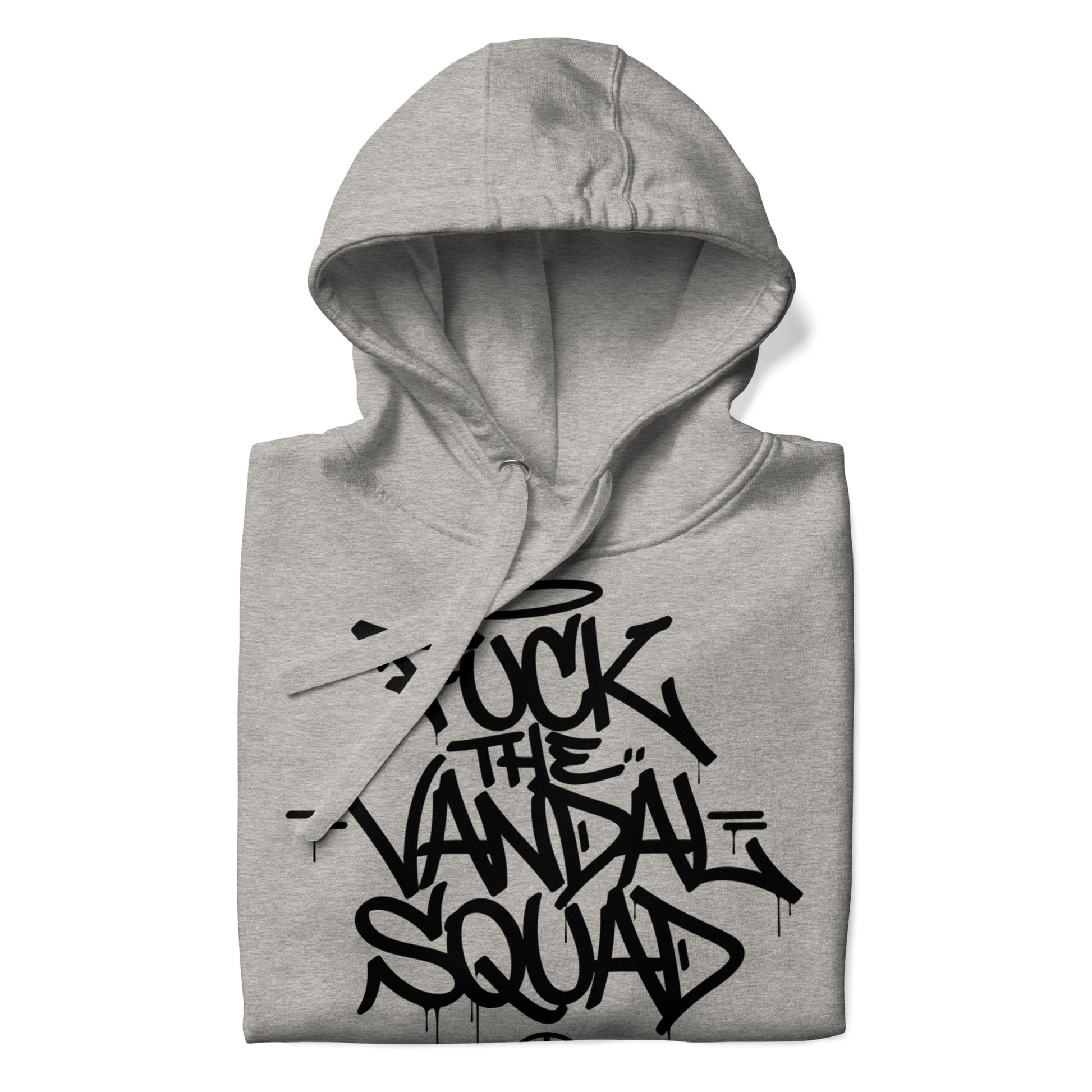 Gray-Fuck The Vandal Squad Graffiti Hoodie from B.Different Clothing, folded, graffiti-inspired streetwear