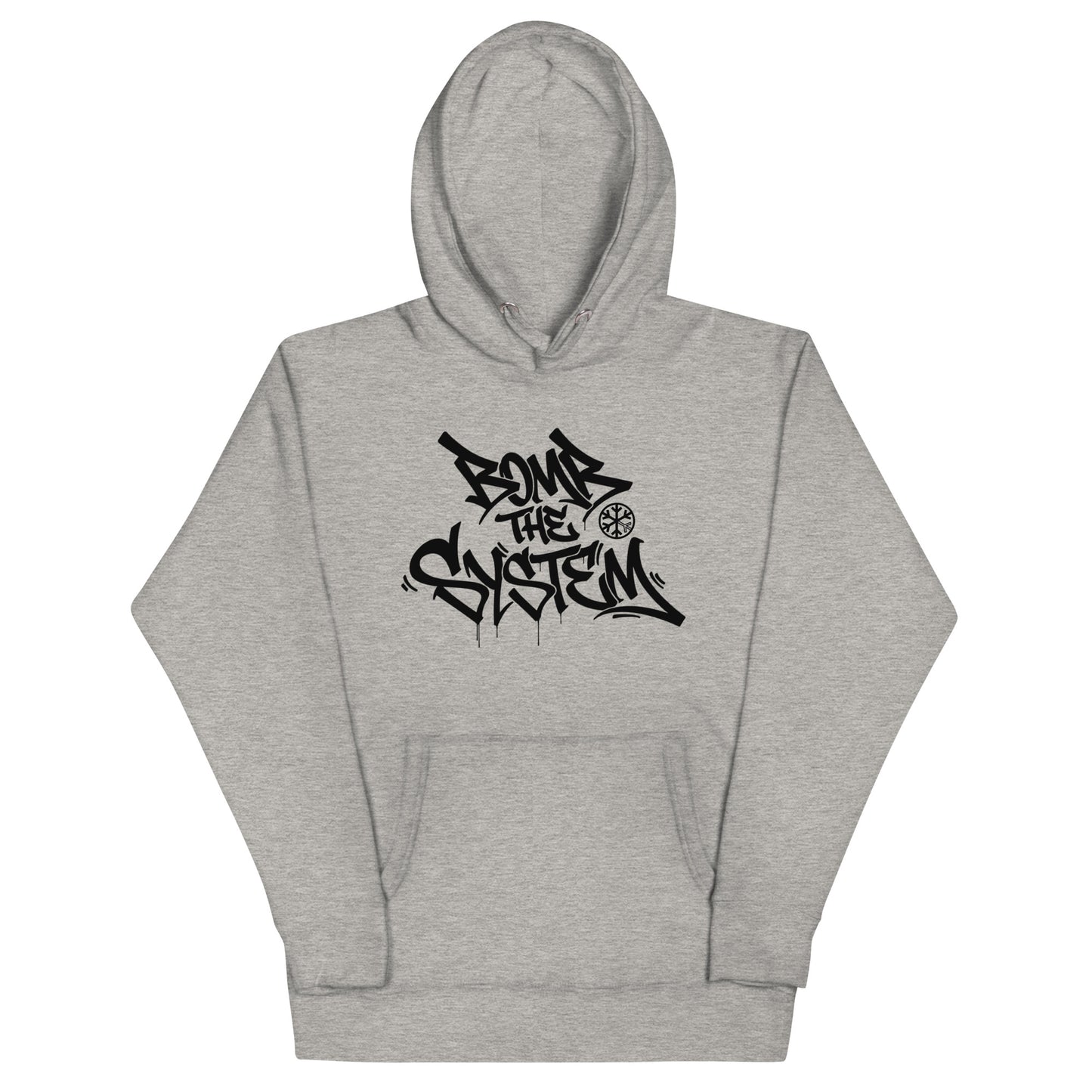 Gray-Bomb The System Graffiti Hoodie from B.Different Clothing, front view, graffiti-inspired streetwear