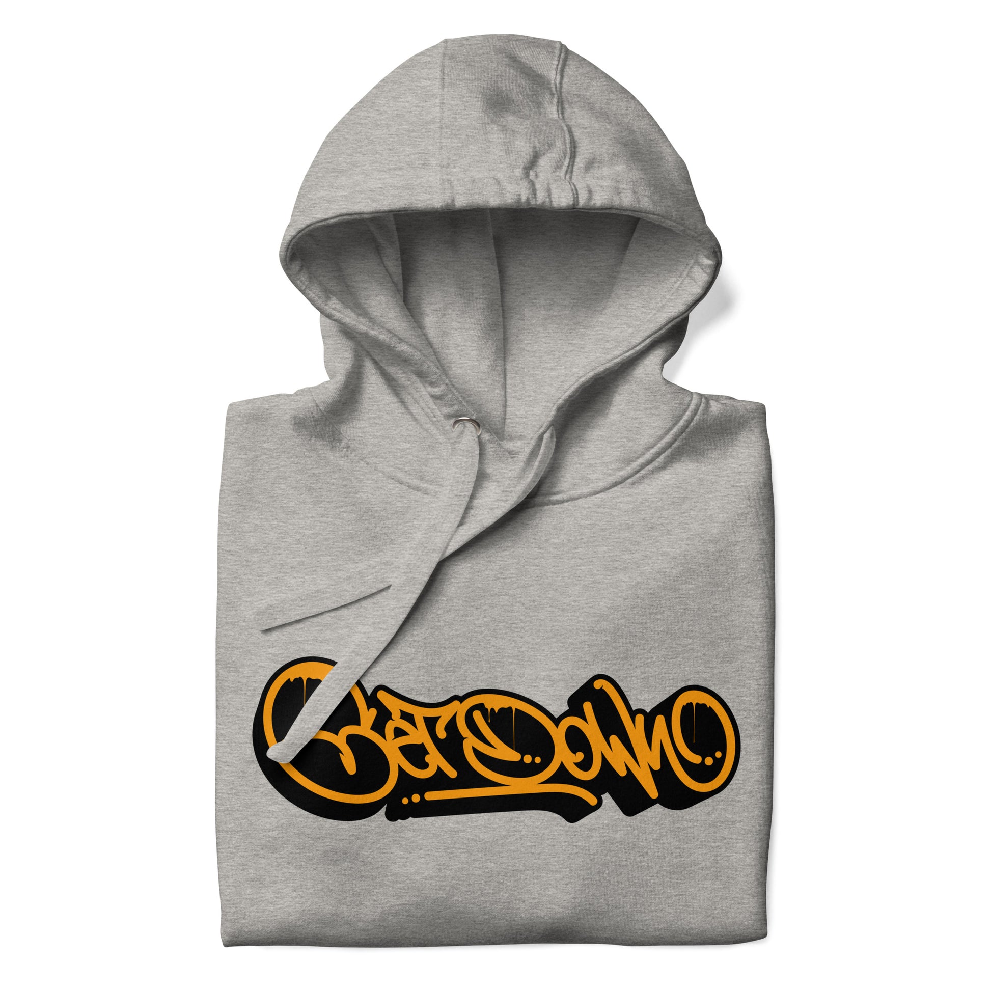Gray-Get Down Graffiti Tag Hoodie from B.Different Clothing, folded, graffiti-inspired streetwear