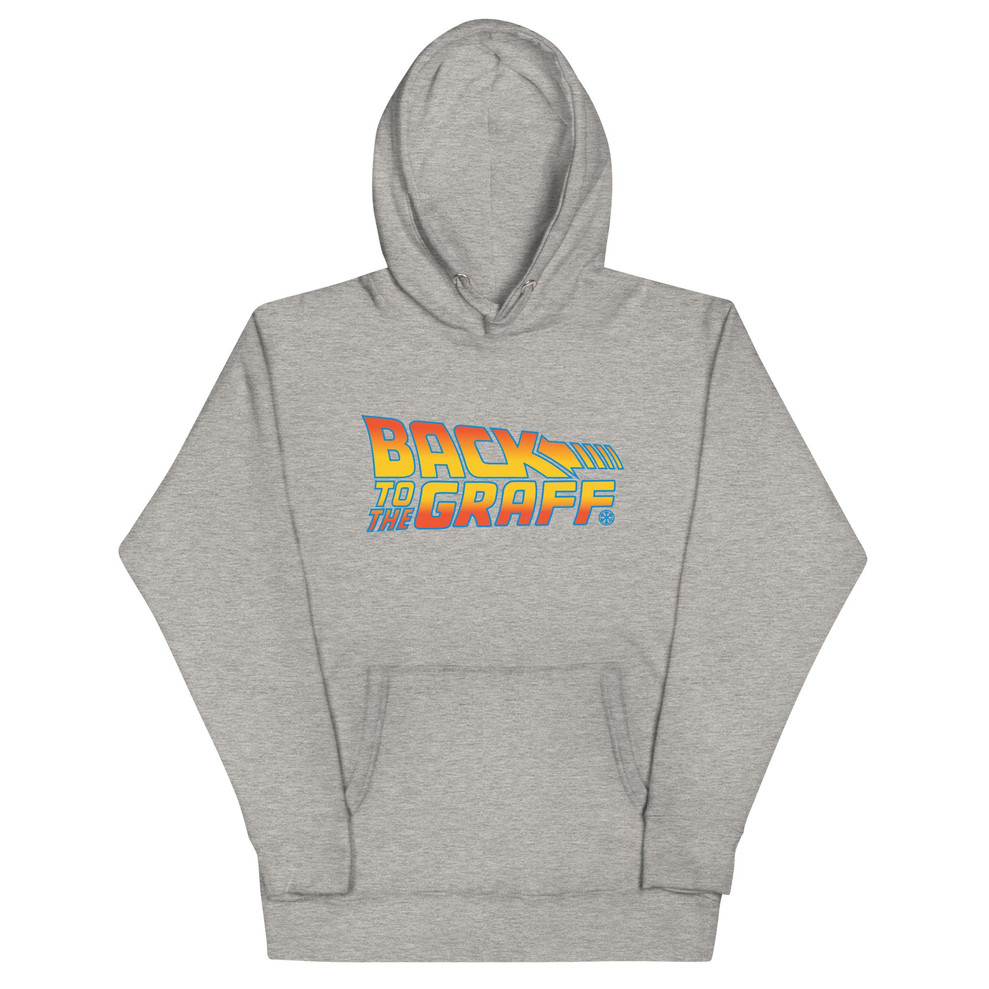 Gray-Back to the Graff Hoodie from B.Different Clothing, front view, graffiti-inspired streetwear