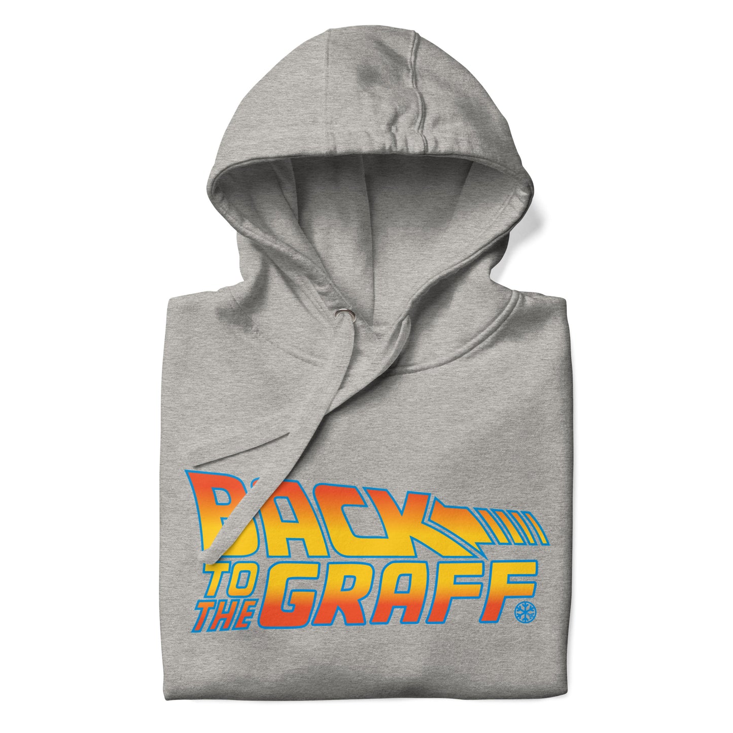 Gray-Back to the Graff Hoodie from B.Different Clothing, folded, graffiti-inspired streetwear