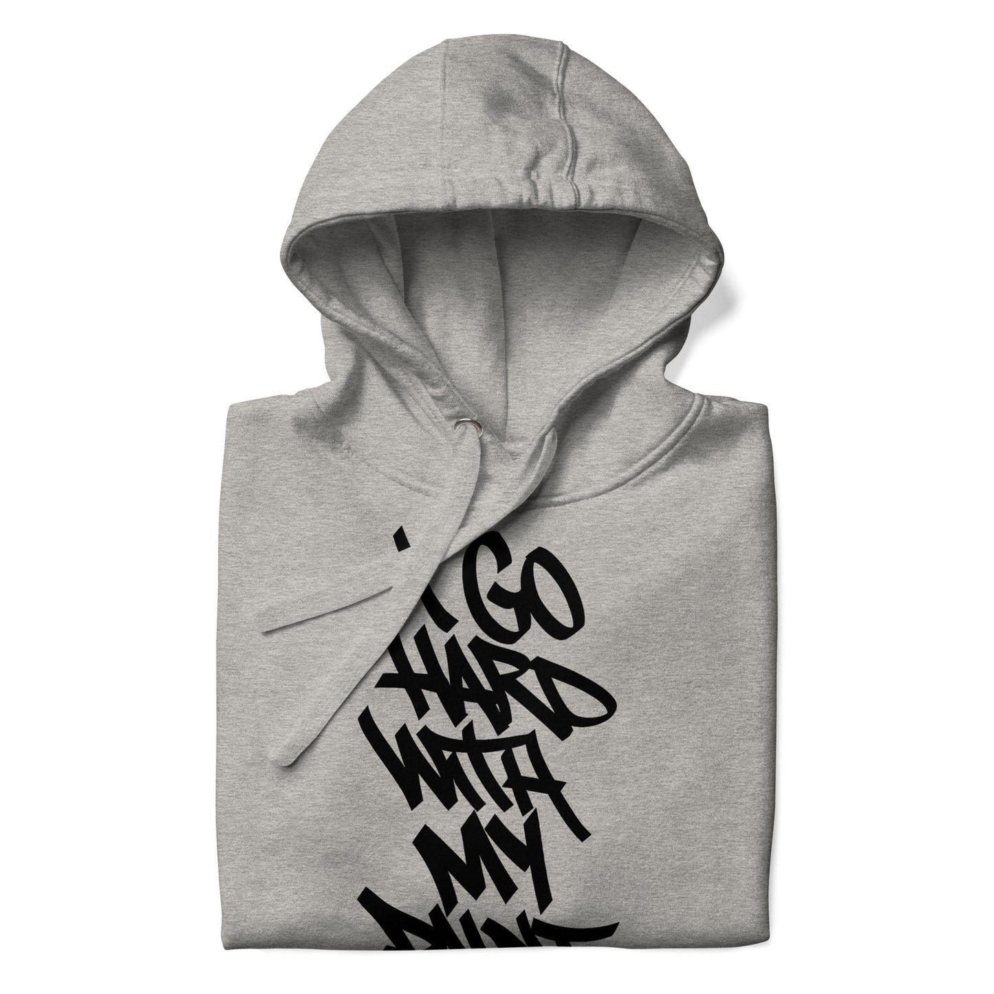 Gray-I Go Hard With My Paint Graffiti Hoodie from B.Different Clothing, folded, graffiti-inspired streetwear