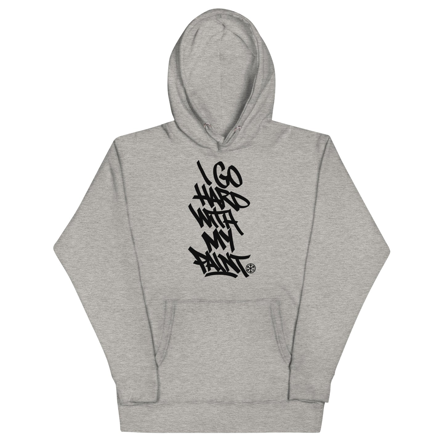 Gray-I Go Hard With My Paint Graffiti Hoodie from B.Different Clothing, front view, graffiti-inspired streetwear