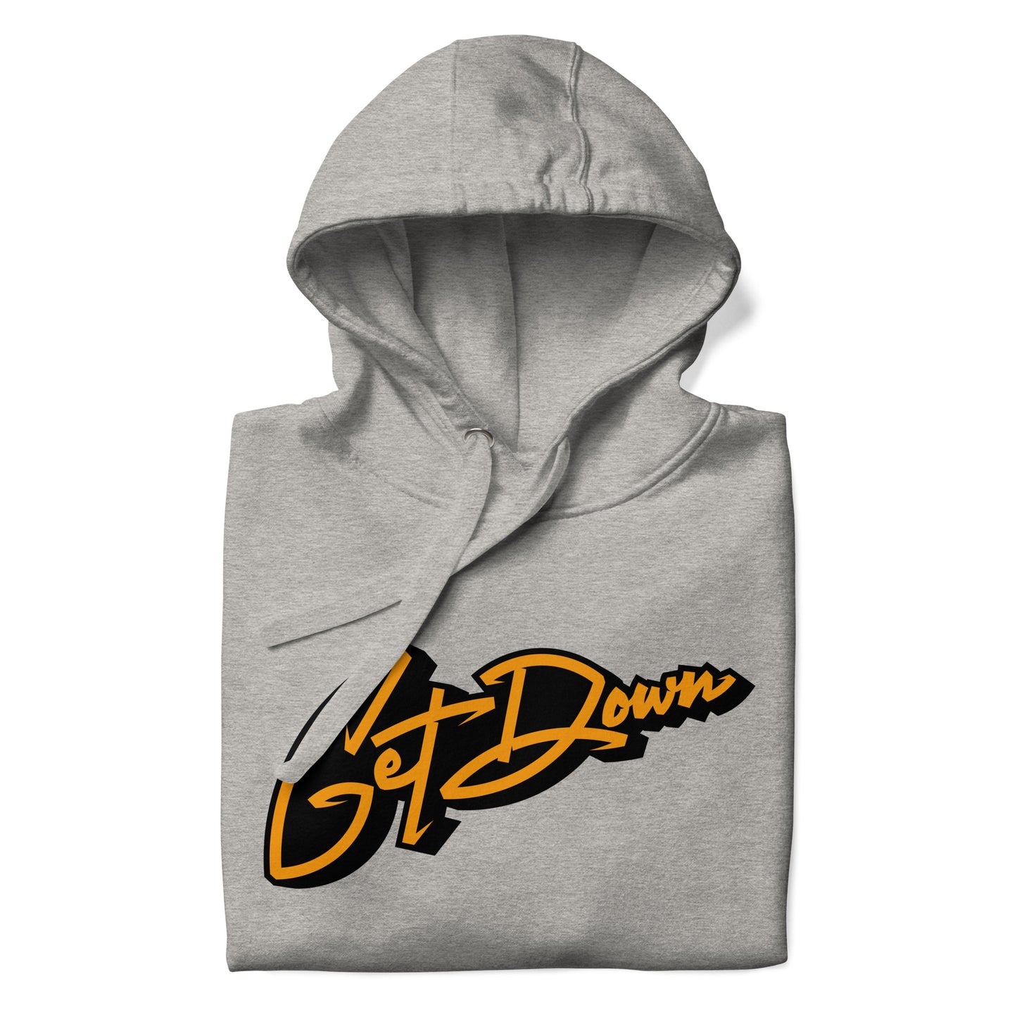 Gray-Get Down Graffiti Lettering Hoodie from B.Different Clothing, folded, graffiti-inspired streetwear