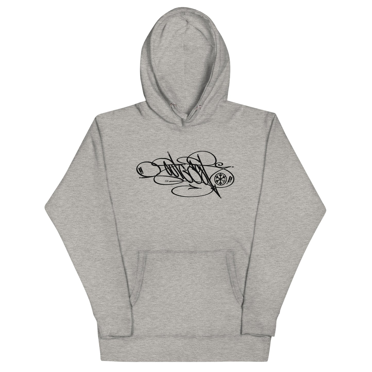 Gray-Outcast Tag Hoodie by Graffiti Dad from B.Different Clothing, front view, graffiti-inspired streetwear