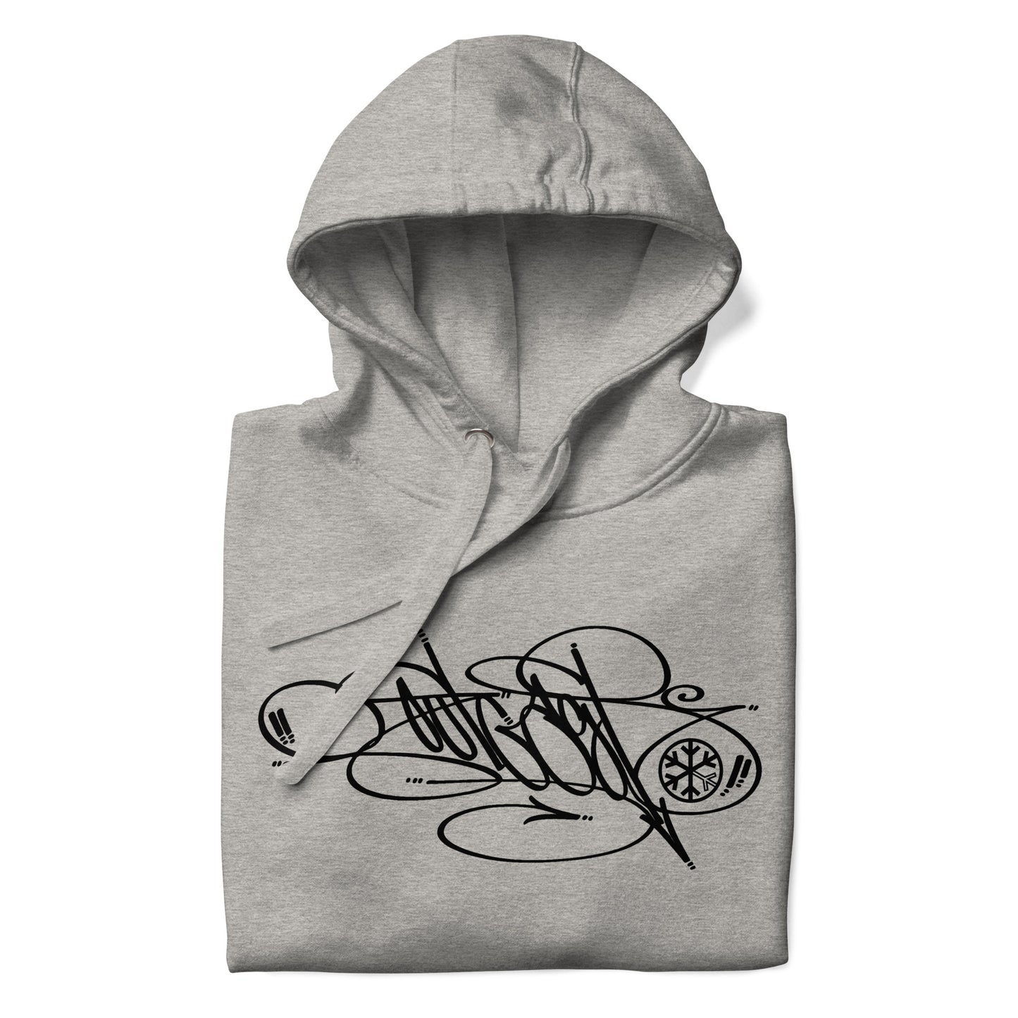 Gray-Outcast Tag Hoodie by Graffiti Dad from B.Different Clothing, folded, graffiti-inspired streetwear