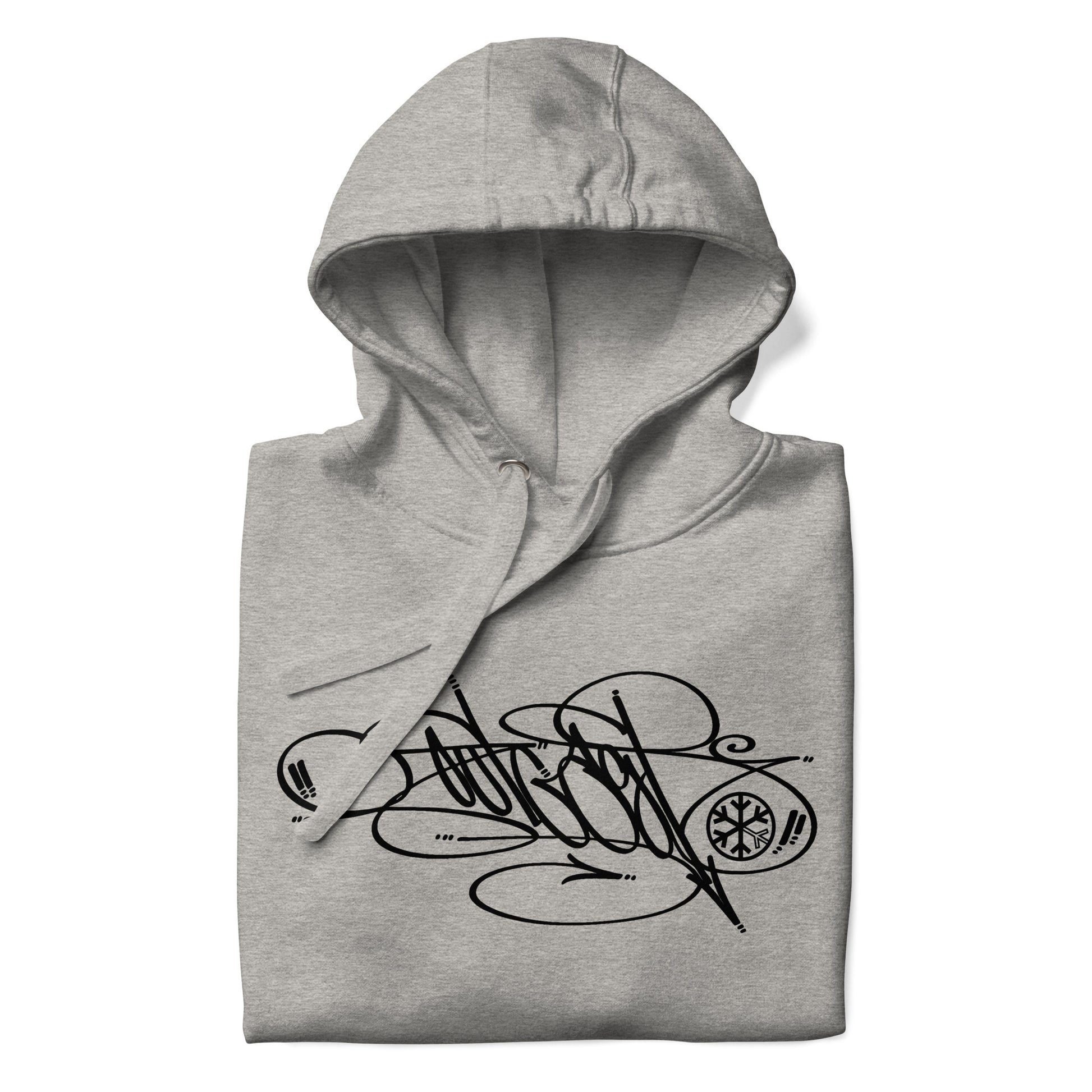 Gray-Outcast Tag Hoodie by Graffiti Dad from B.Different Clothing, folded, graffiti-inspired streetwear