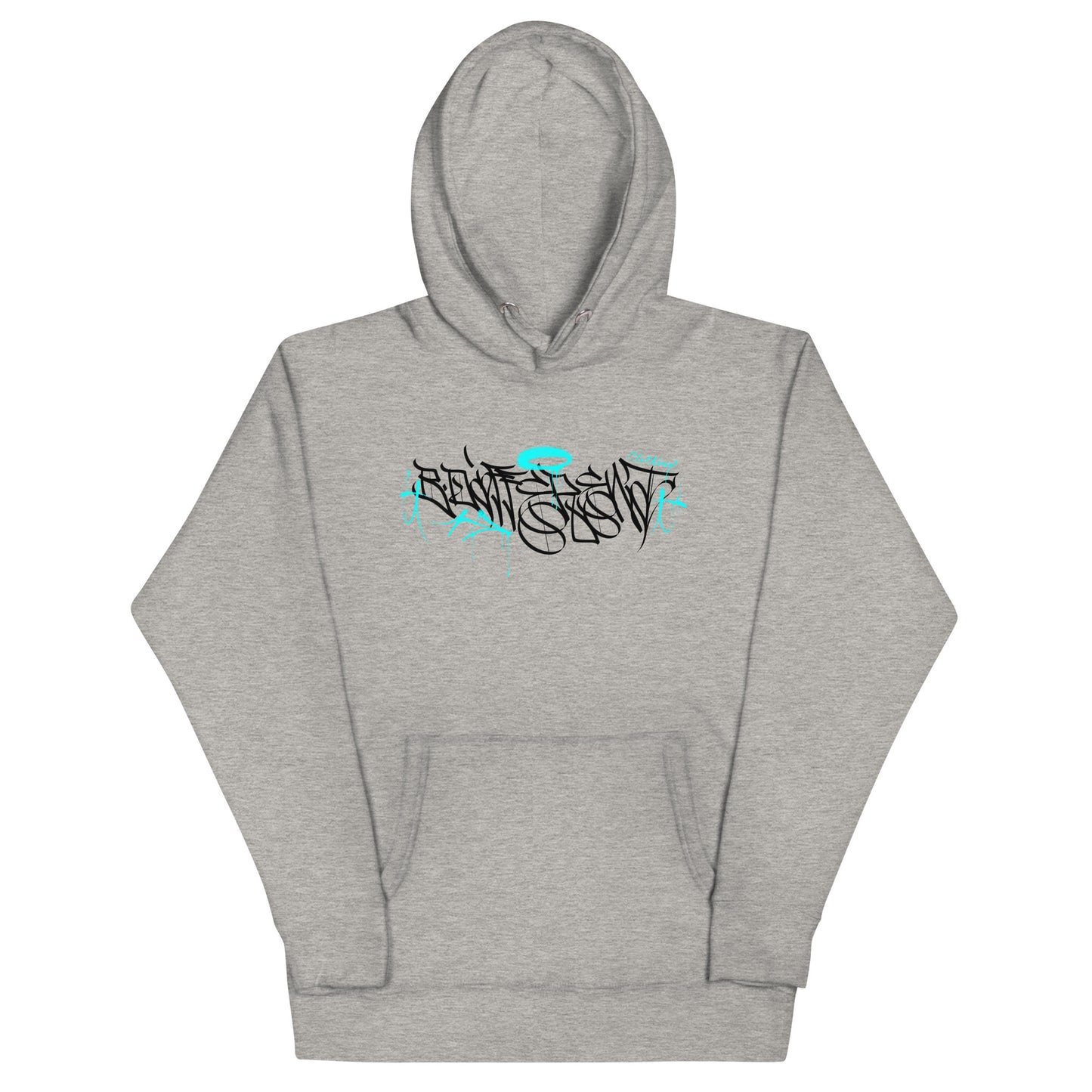 Gray-Caos One Collab Graffiti Hoodie from B.Different Clothing, front view, graffiti-inspired streetwear