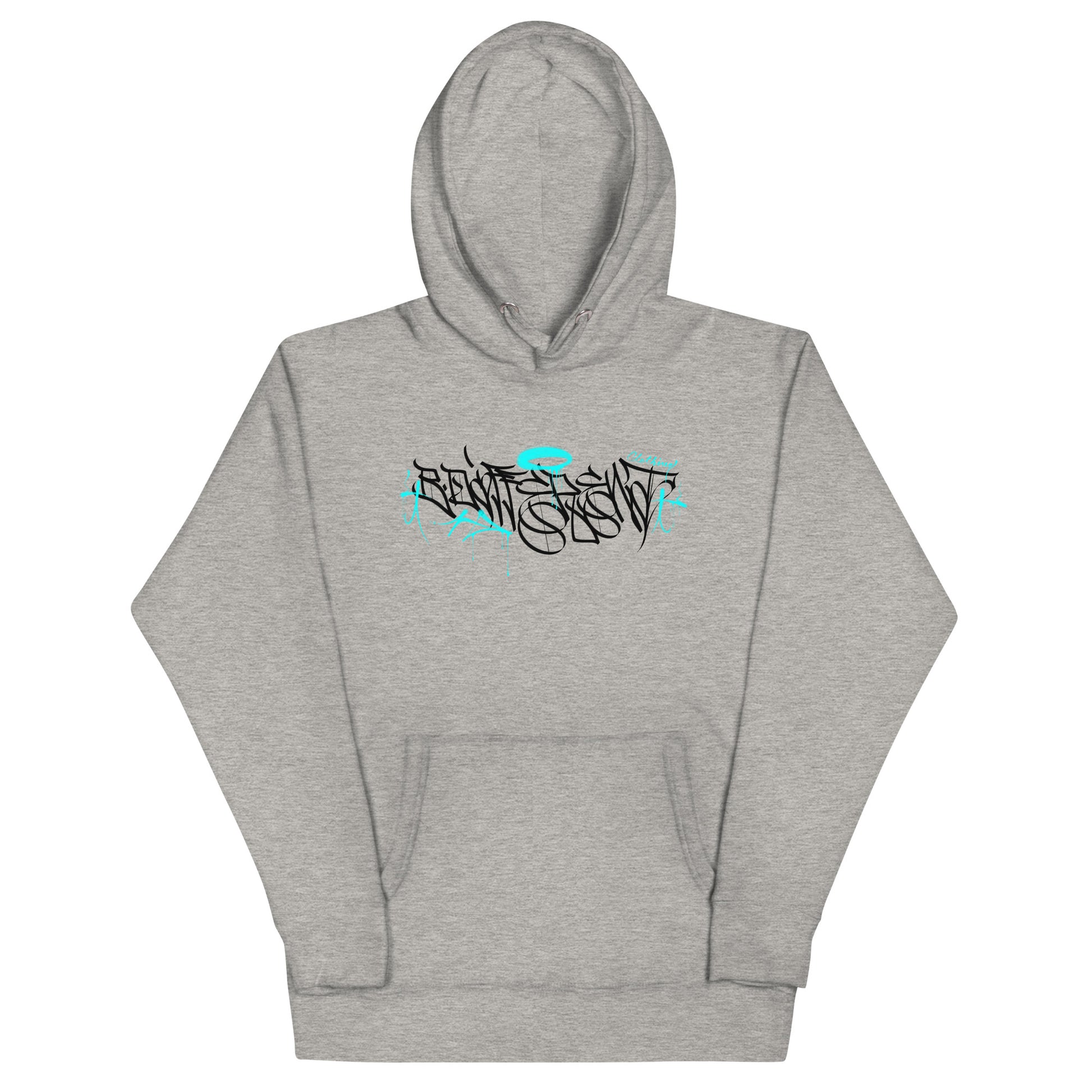 Gray-Caos One Collab Graffiti Hoodie from B.Different Clothing, front view, graffiti-inspired streetwear