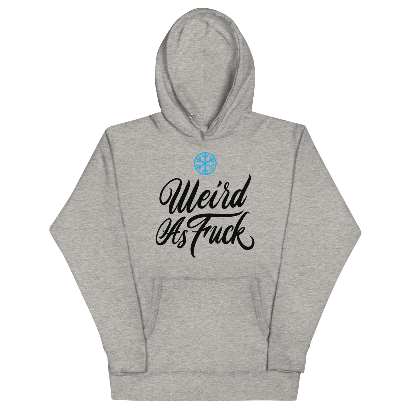 Gray-Weird as Fuck Hoodie from B.Different Clothing, front view, graffiti-inspired streetwear