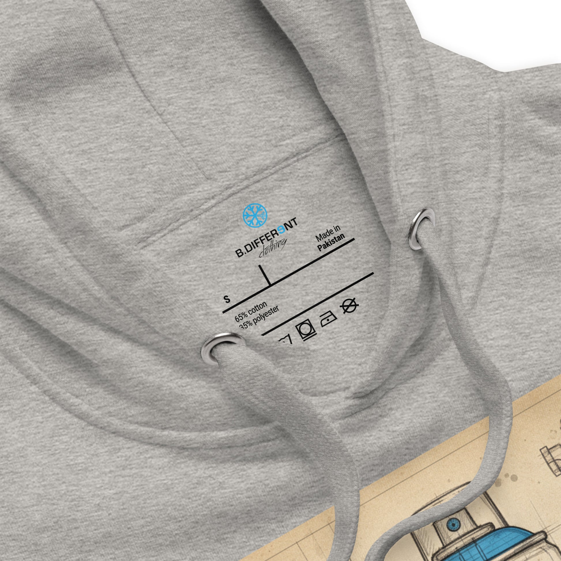 Gray-Spray Can Sketch Graffiti Hoodie from B.Different Clothing, collar, graffiti-inspired streetwear