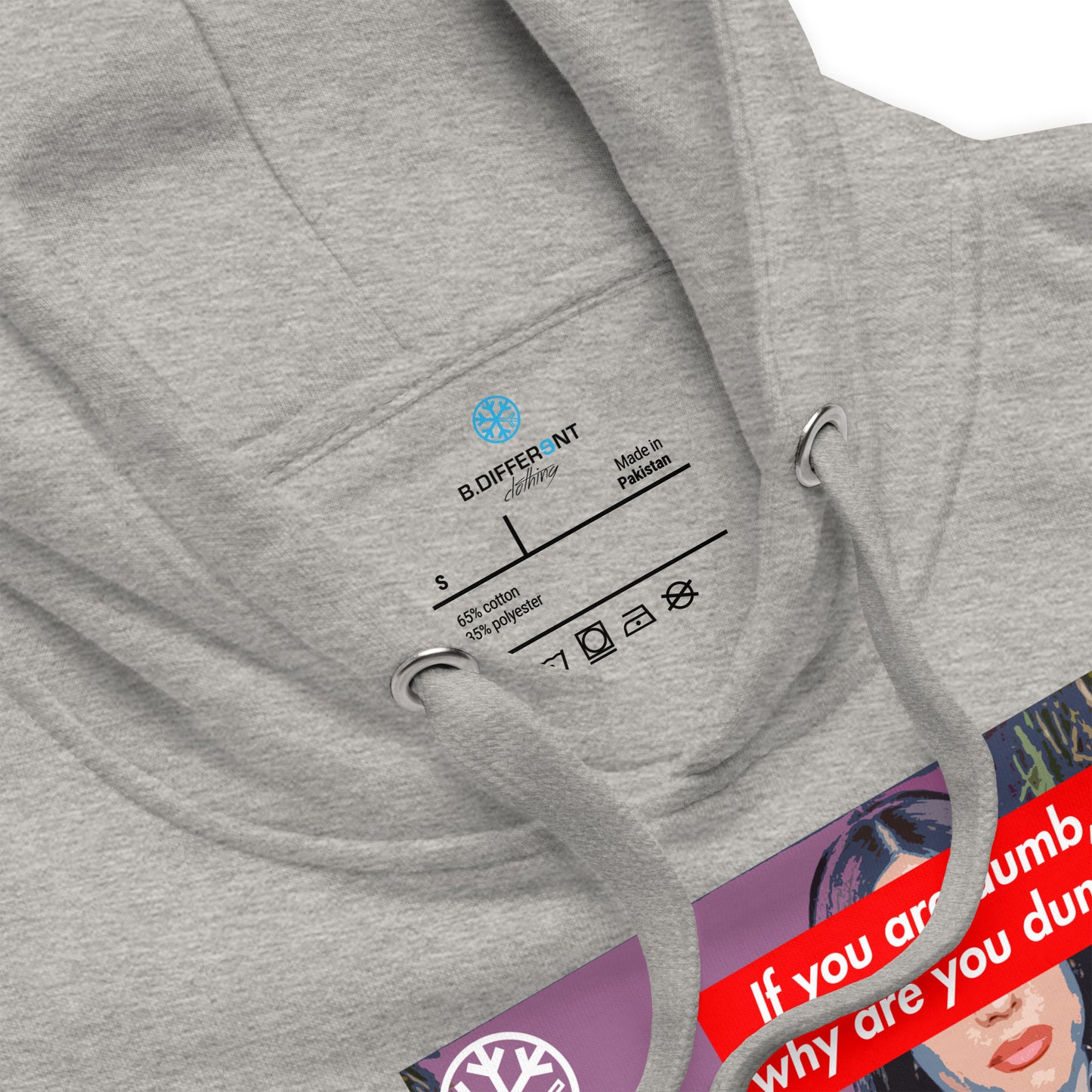 Gray-Why Are You Dumb Hoodie from B.Different Clothing, collar, graffiti-inspired streetwear