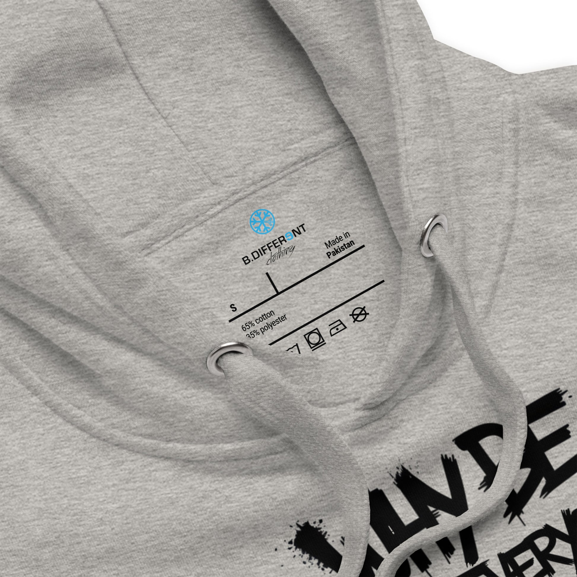 Gray-Chaos They Fear Graffiti Tag Hoodie from B.Different Clothing, collar, graffiti-inspired streetwear