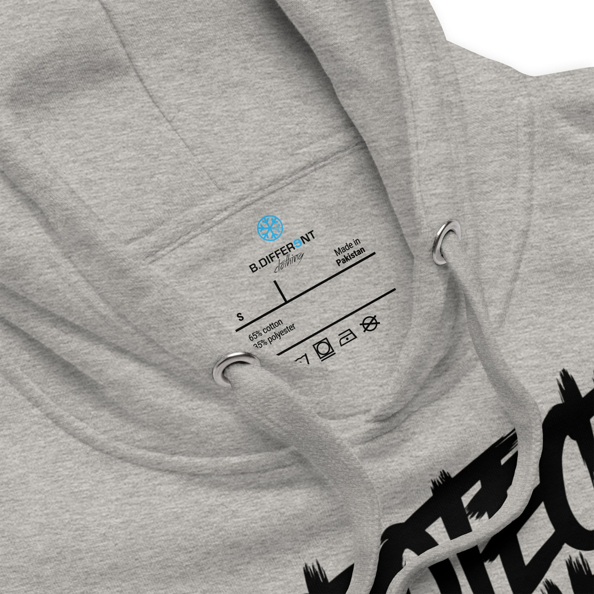 Gray-Protect Your Vibe Graffiti Tag hoodie from B.Different Clothing, collar, graffiti-inspired streetwear