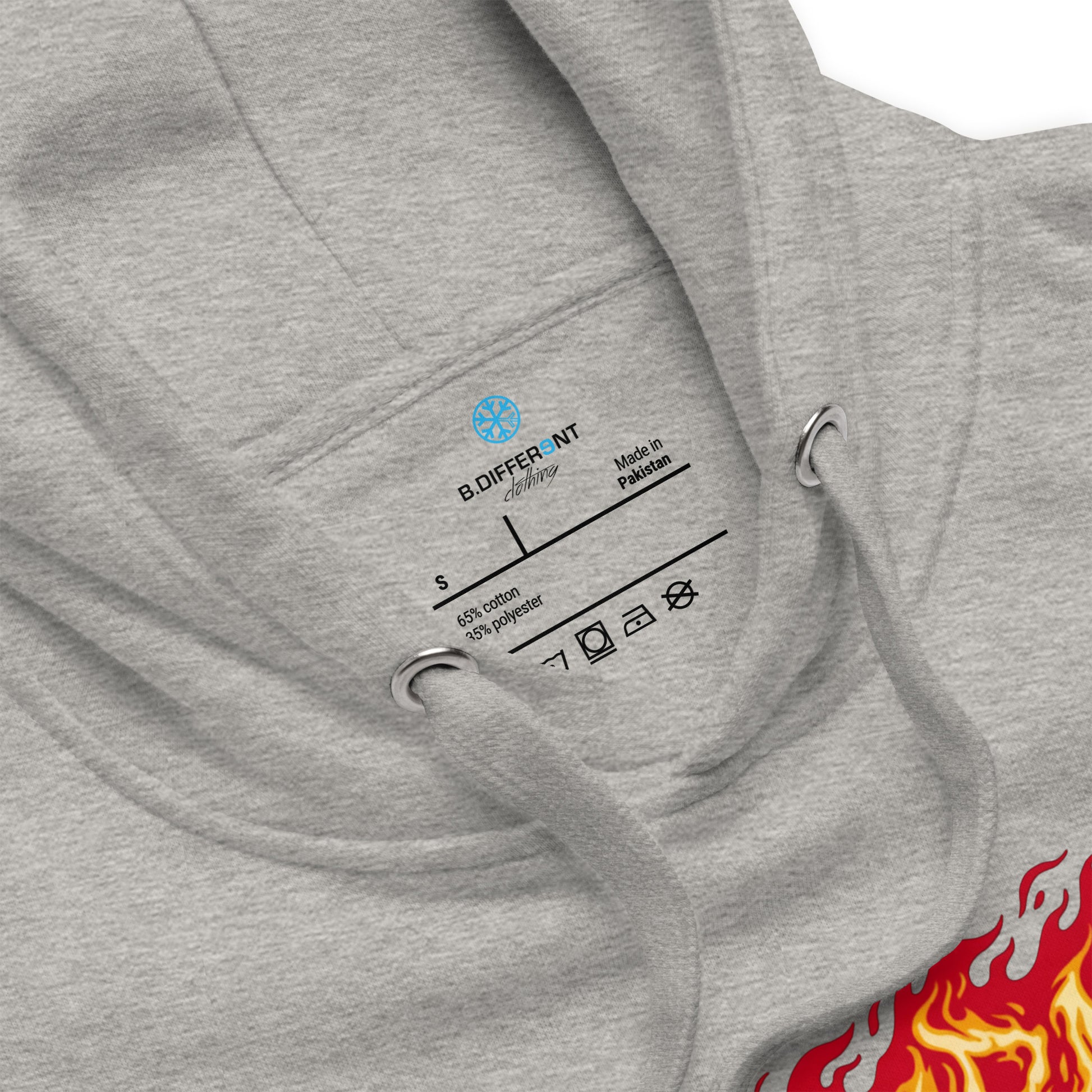 Gray-Molotov Graffiti Hoodie from B.Different Clothing, collar, graffiti-inspired streetwear