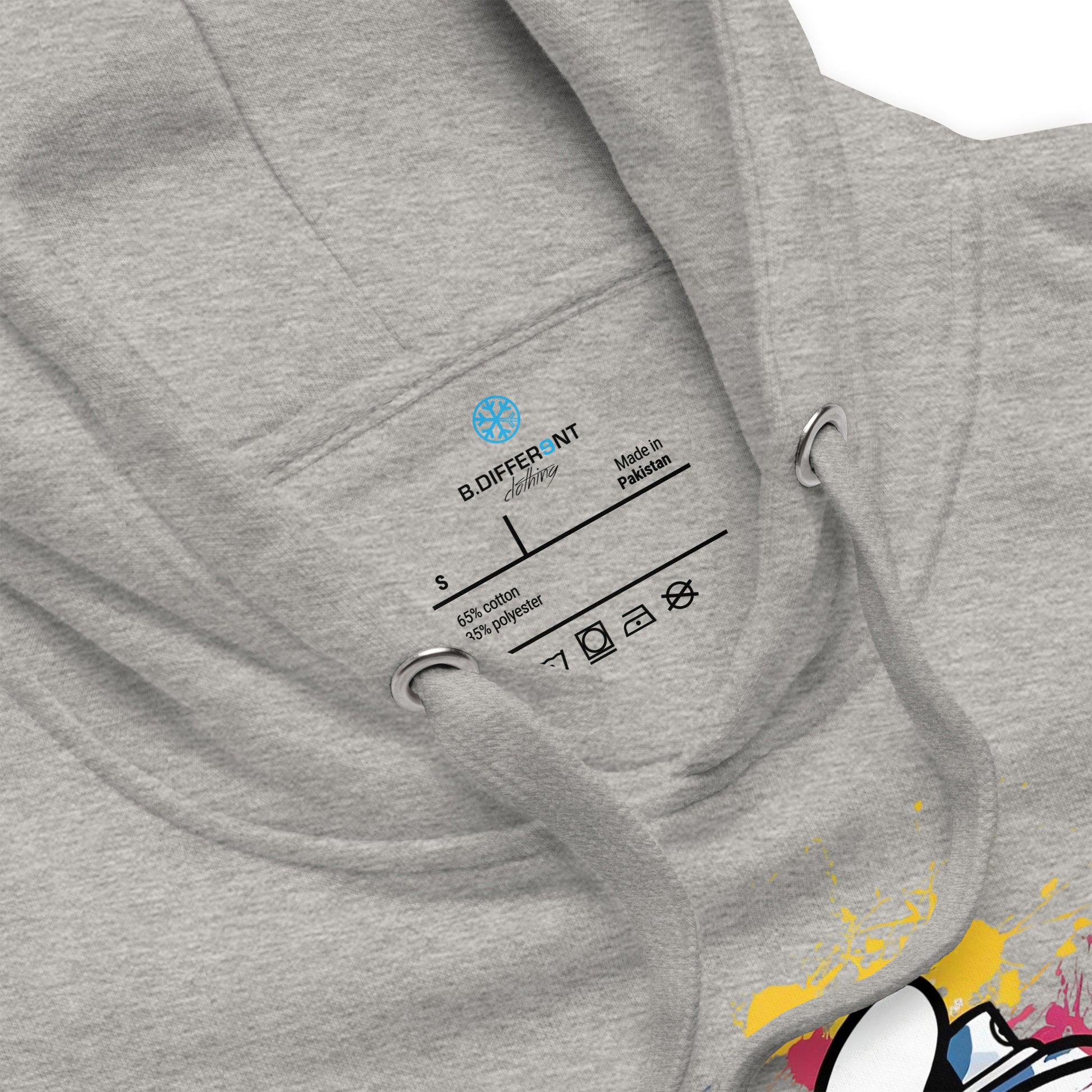 Gray-Hand Spray Can Graffiti Hoodie from B.Different Clothing, collar, graffiti-inspired streetwear