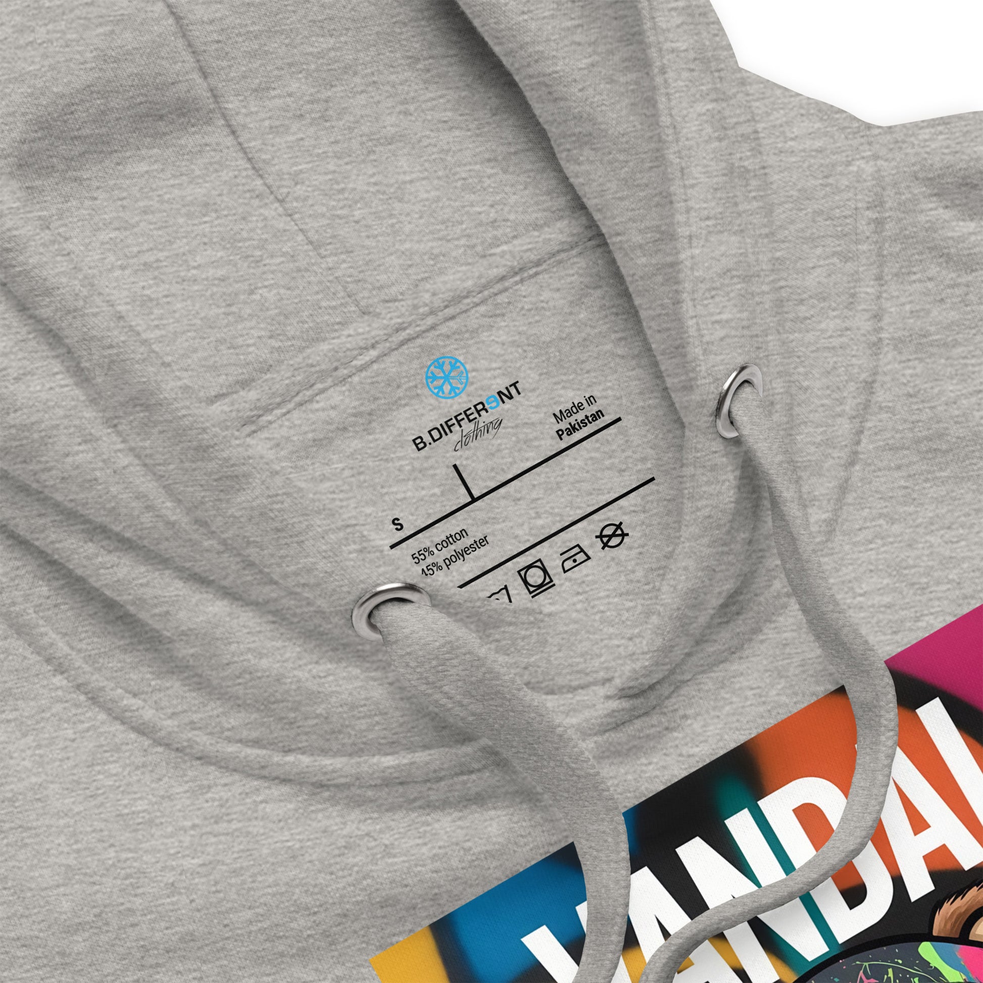 Gray-Vandal Teddy Bear Graffiti Hoodie from B.Different Clothing, collar, graffiti-inspired streetwear