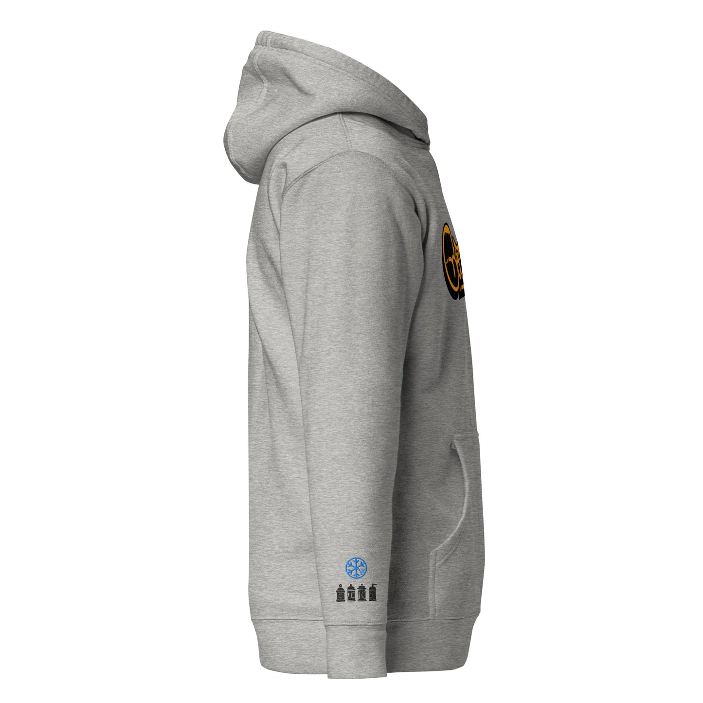 Gray-Get Down Graffiti Tag Hoodie from B.Different Clothing, side view, graffiti-inspired streetwear