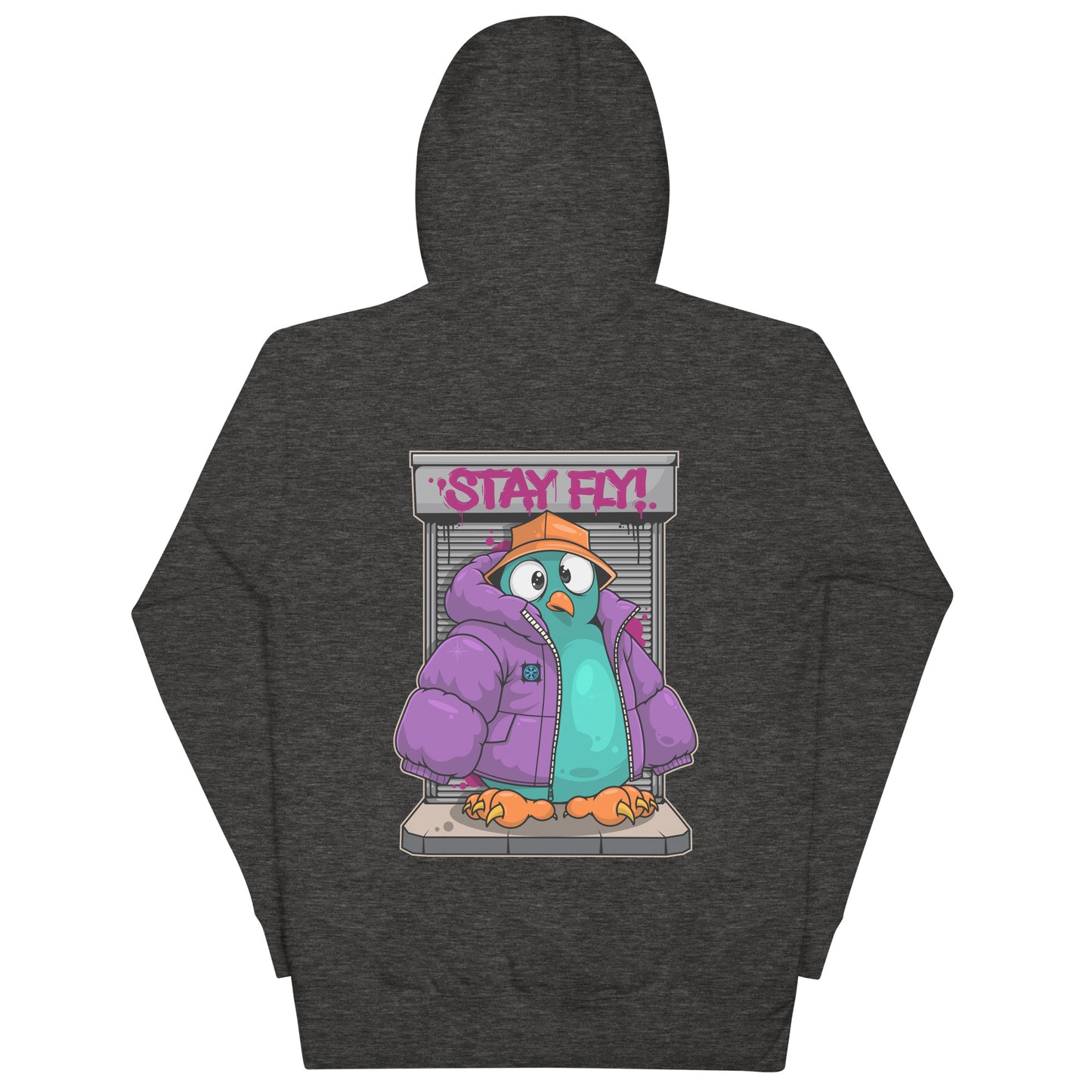 Darkgray-Stay Fly Graffiti Character Hoodie from B.Different Clothing, graphic, graffiti-inspired streetwear