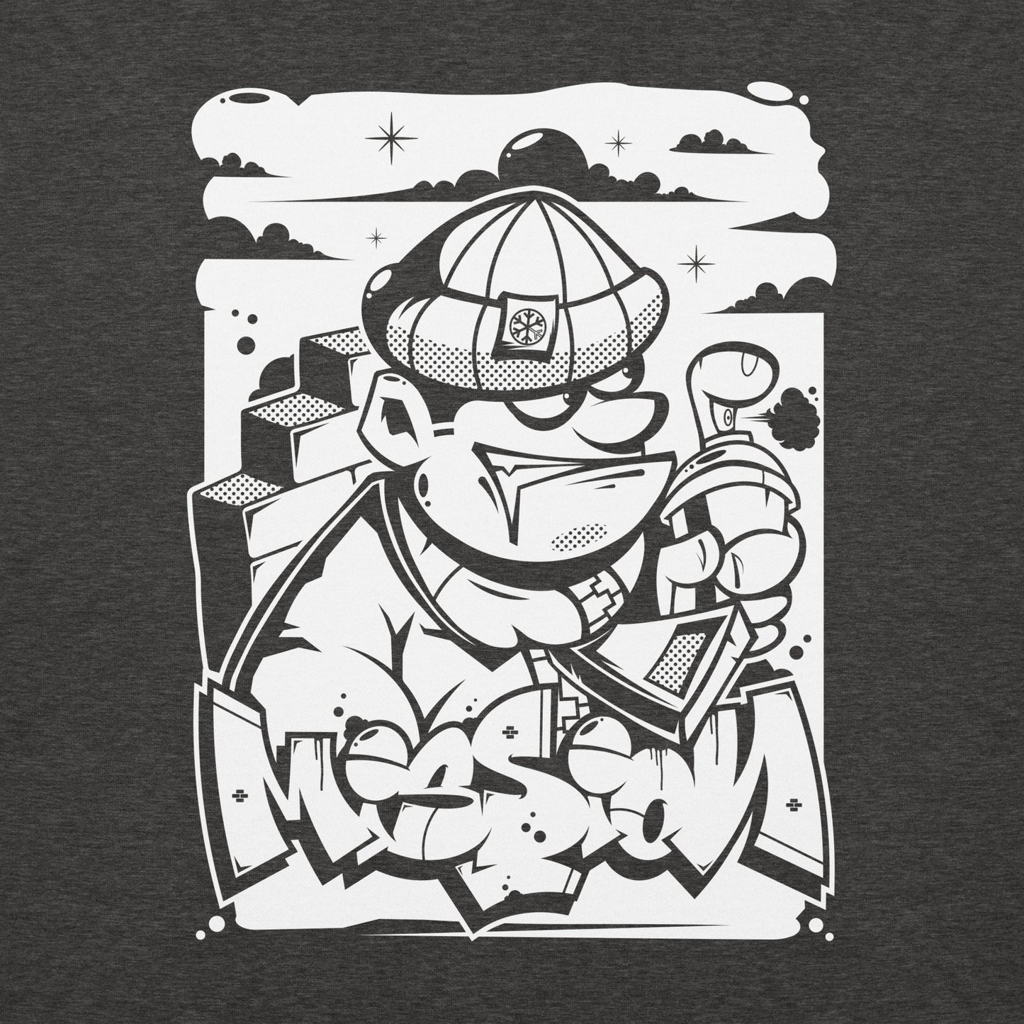 Darkgray-Mission Graffiti Character Hoodie from B.Different Clothing, graphic, graffiti-inspired streetwear