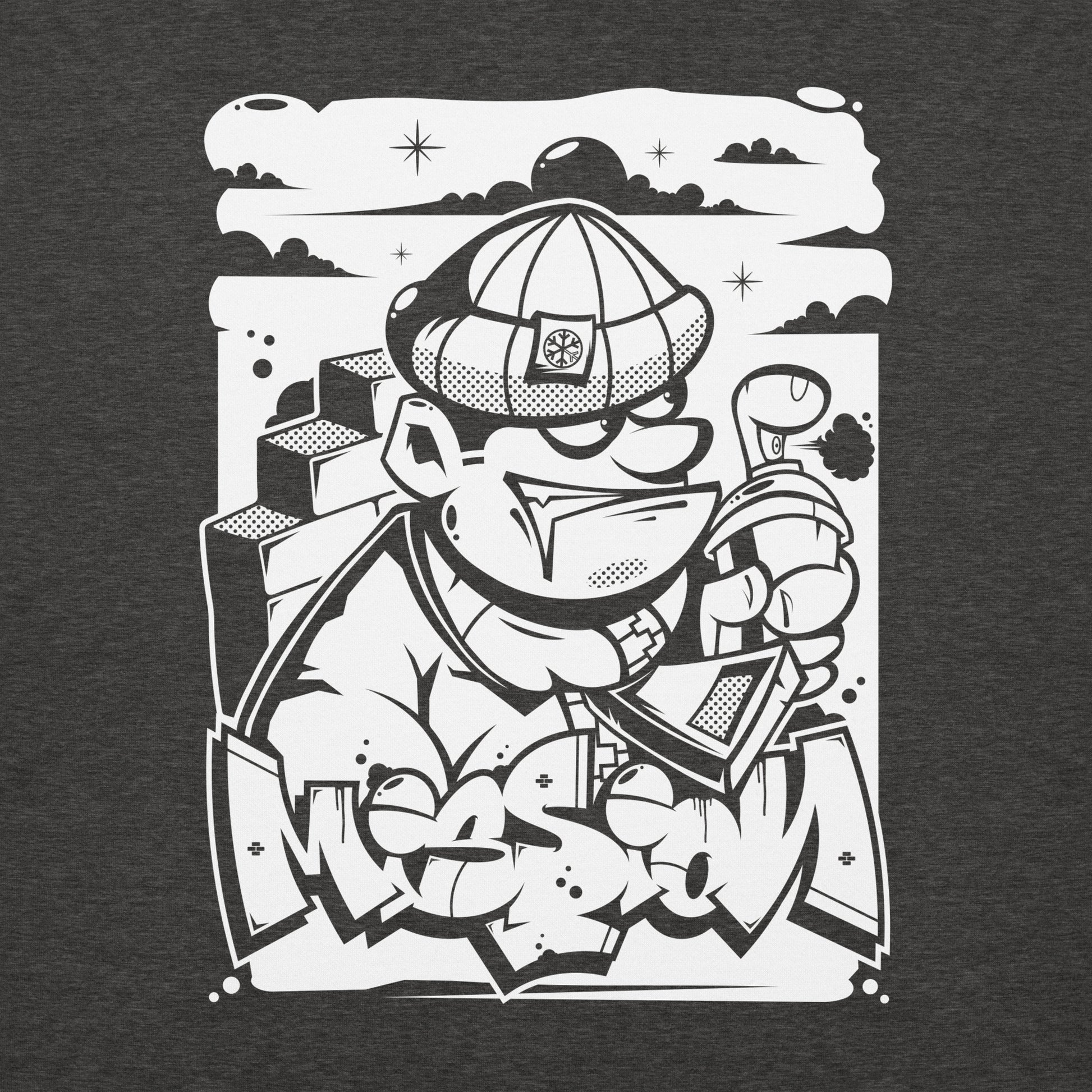 Darkgray-Mission Graffiti Character Hoodie from B.Different Clothing, graphic, graffiti-inspired streetwear