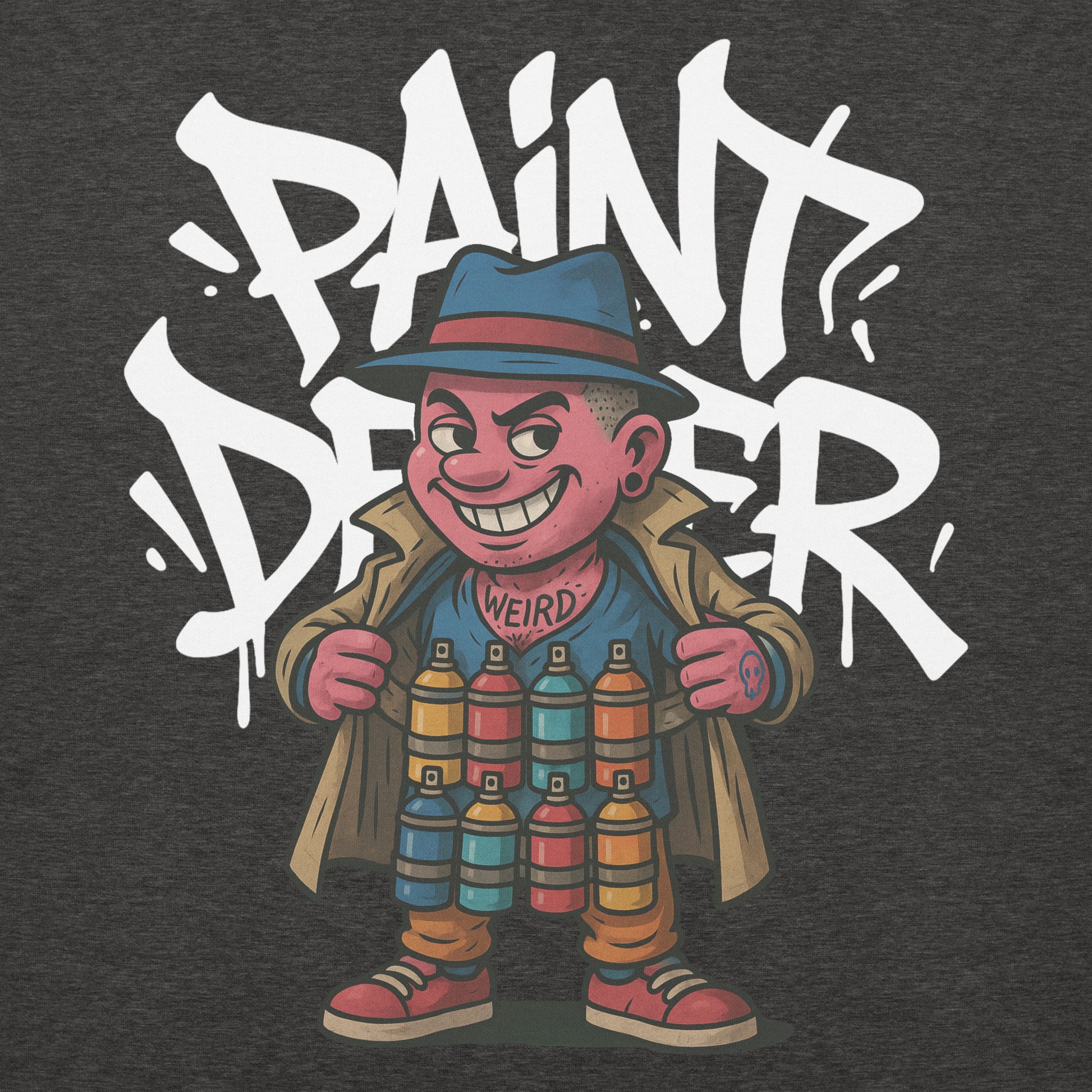 Darkgray-Paint Dealer Graffiti Character Hoodie from B.Different Clothing, graphic, graffiti-inspired streetwear