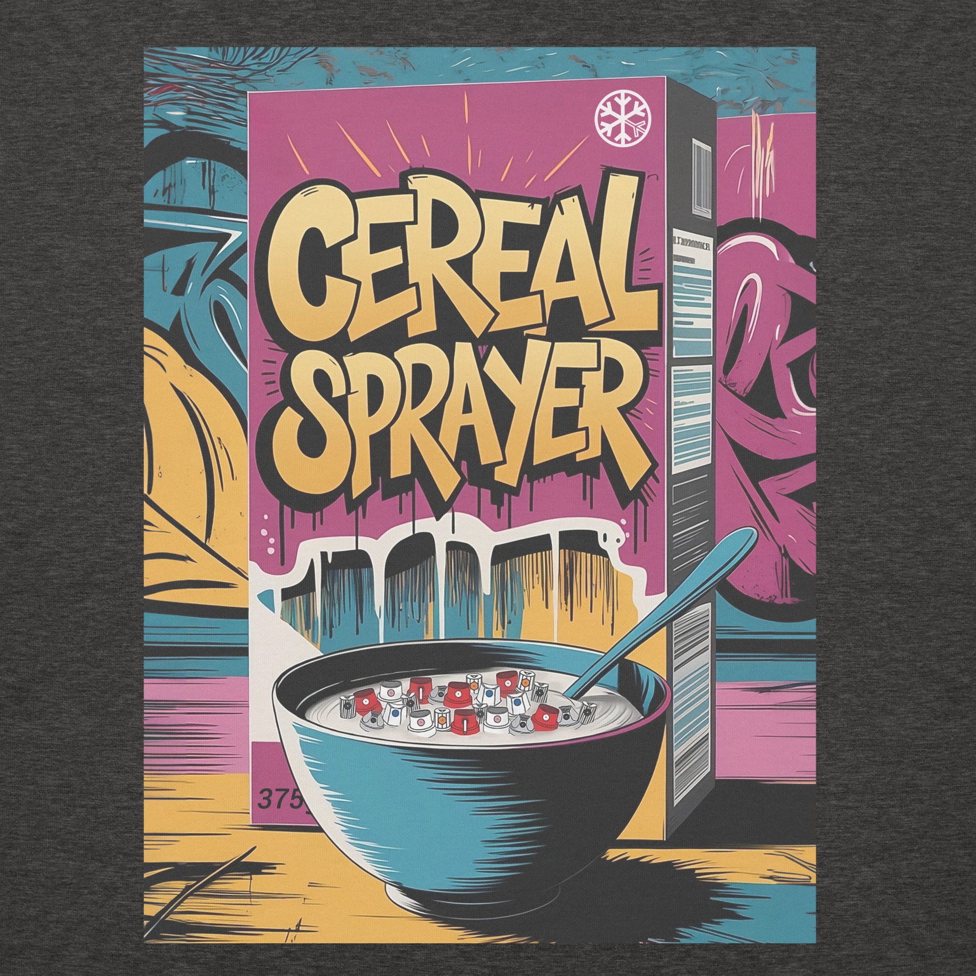 Darkgray-Cereal Sprayer Graffiti Hoodie from B.Different Clothing, graphic, graffiti-inspired streetwear