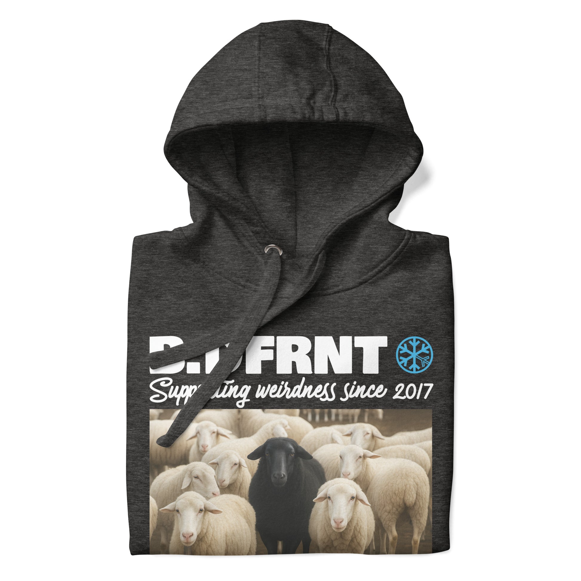 Darkgray-Black Sheep Hoodie from B.Different Clothing, folded, graffiti-inspired streetwear