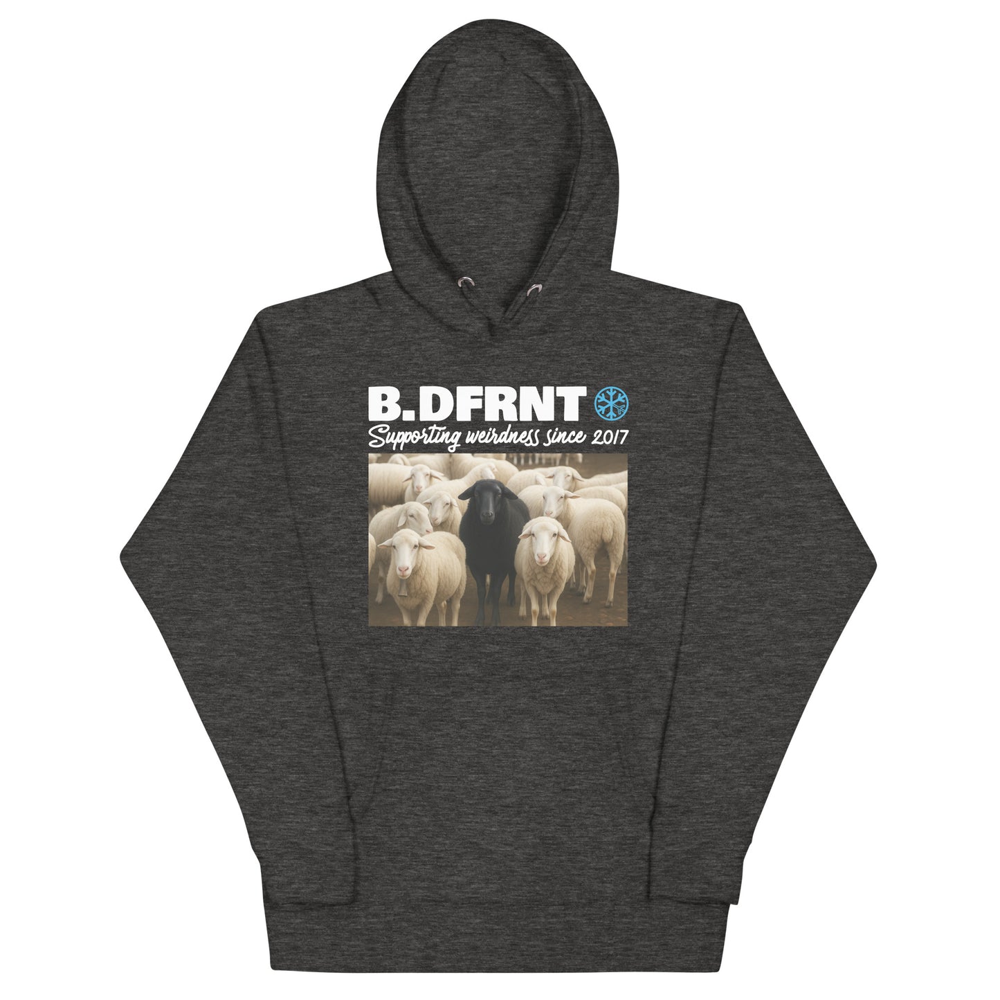Darkgray-Black Sheep Hoodie from B.Different Clothing, front view, graffiti-inspired streetwear