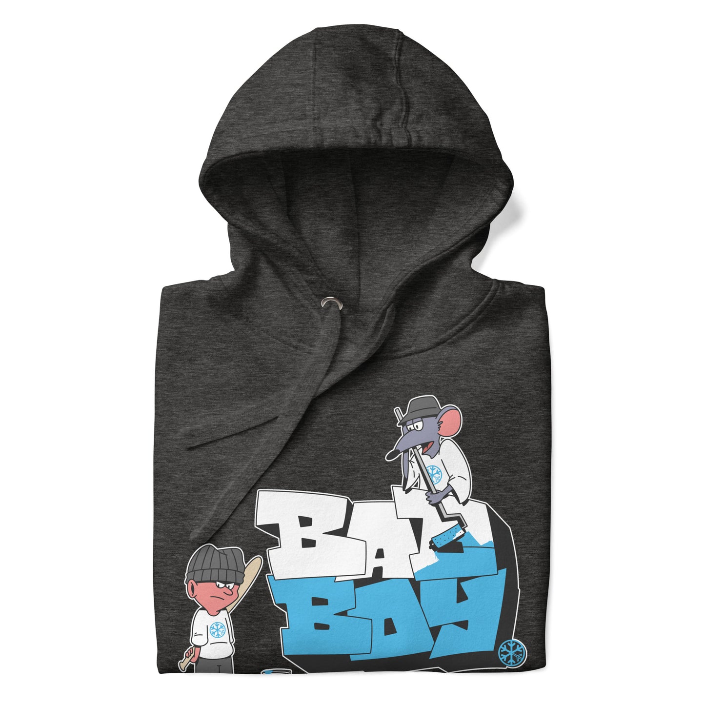 Darkgray-Bad Boy Graffiti Hoodie from B.Different Clothing, folded, graffiti-inspired streetwear