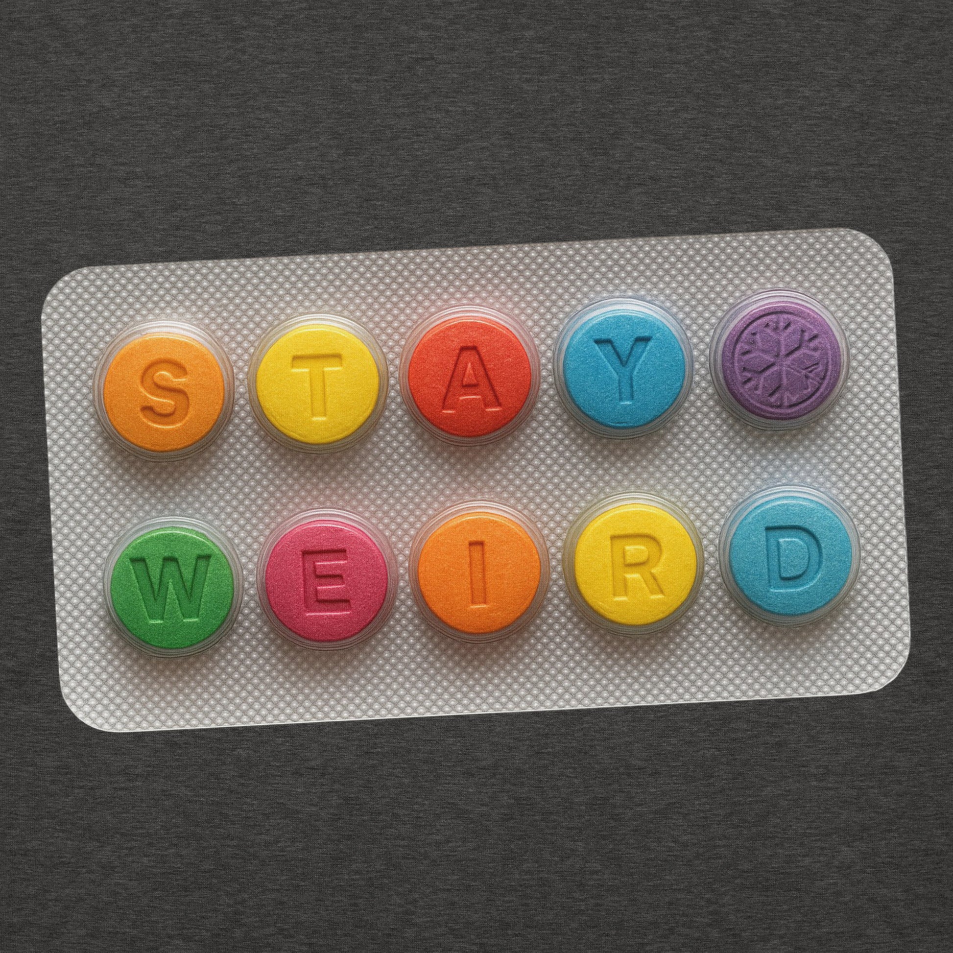 Darkgray-Stay Weird Pills Hoodie from B.Different Clothing, graphic, graffiti-inspired streetwear