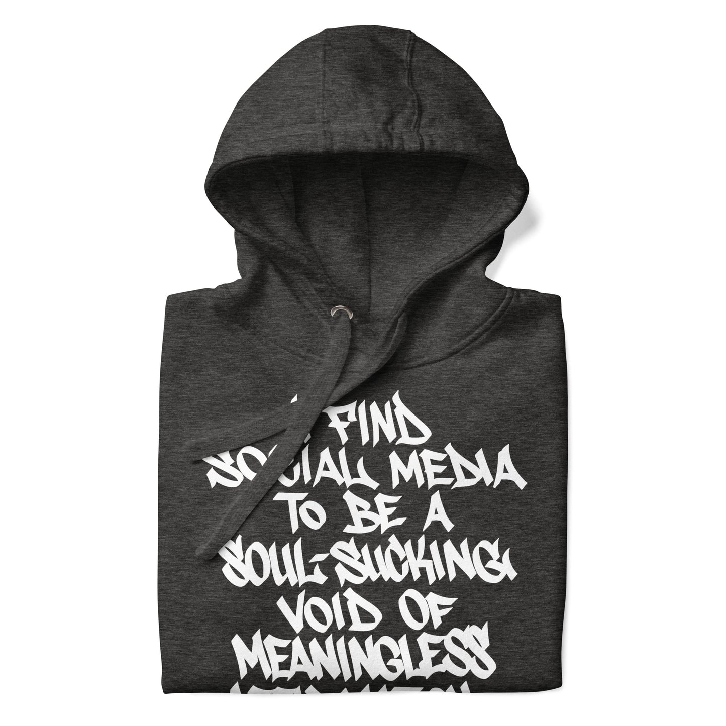 Darkgray-Social Media Graffiti Tag Hoodie from B.Different Clothing, folded, graffiti-inspired streetwear