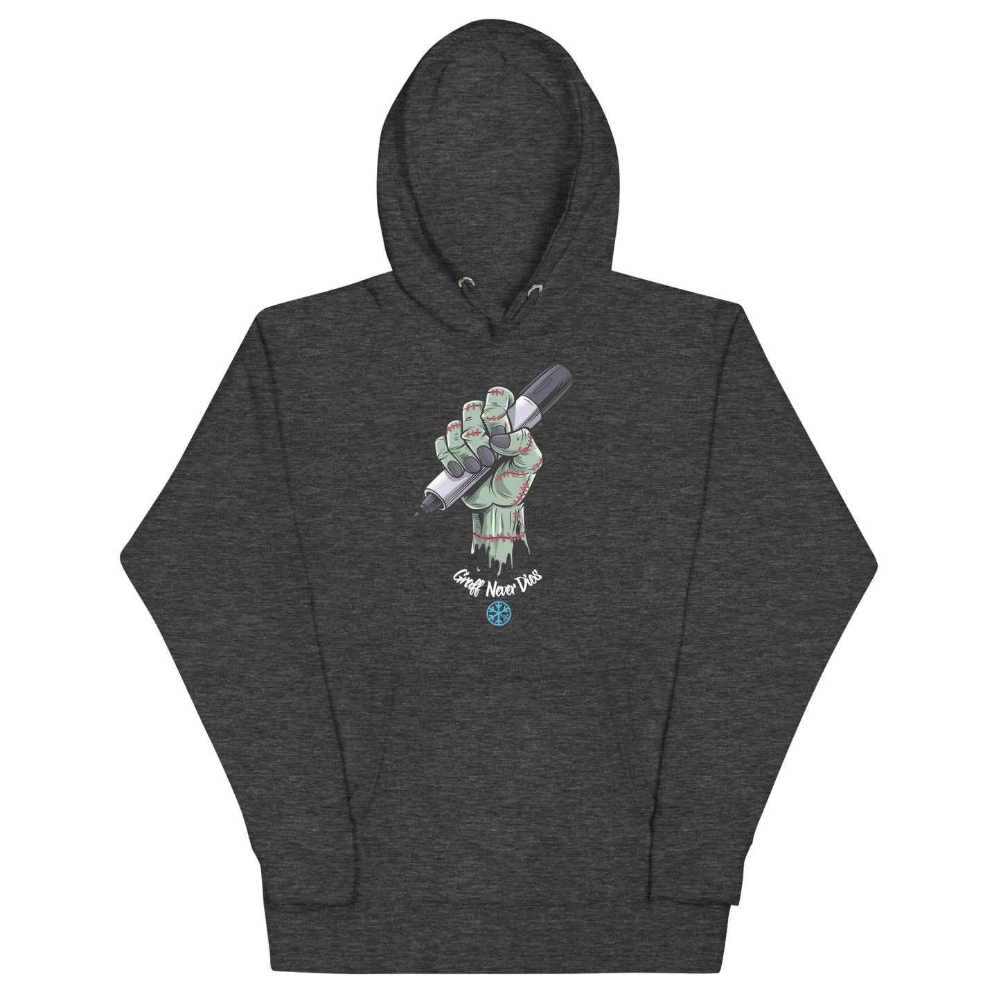 Darkgray-Thing Graffiti Hoodie from B.Different Clothing, front view, graffiti-inspired streetwear