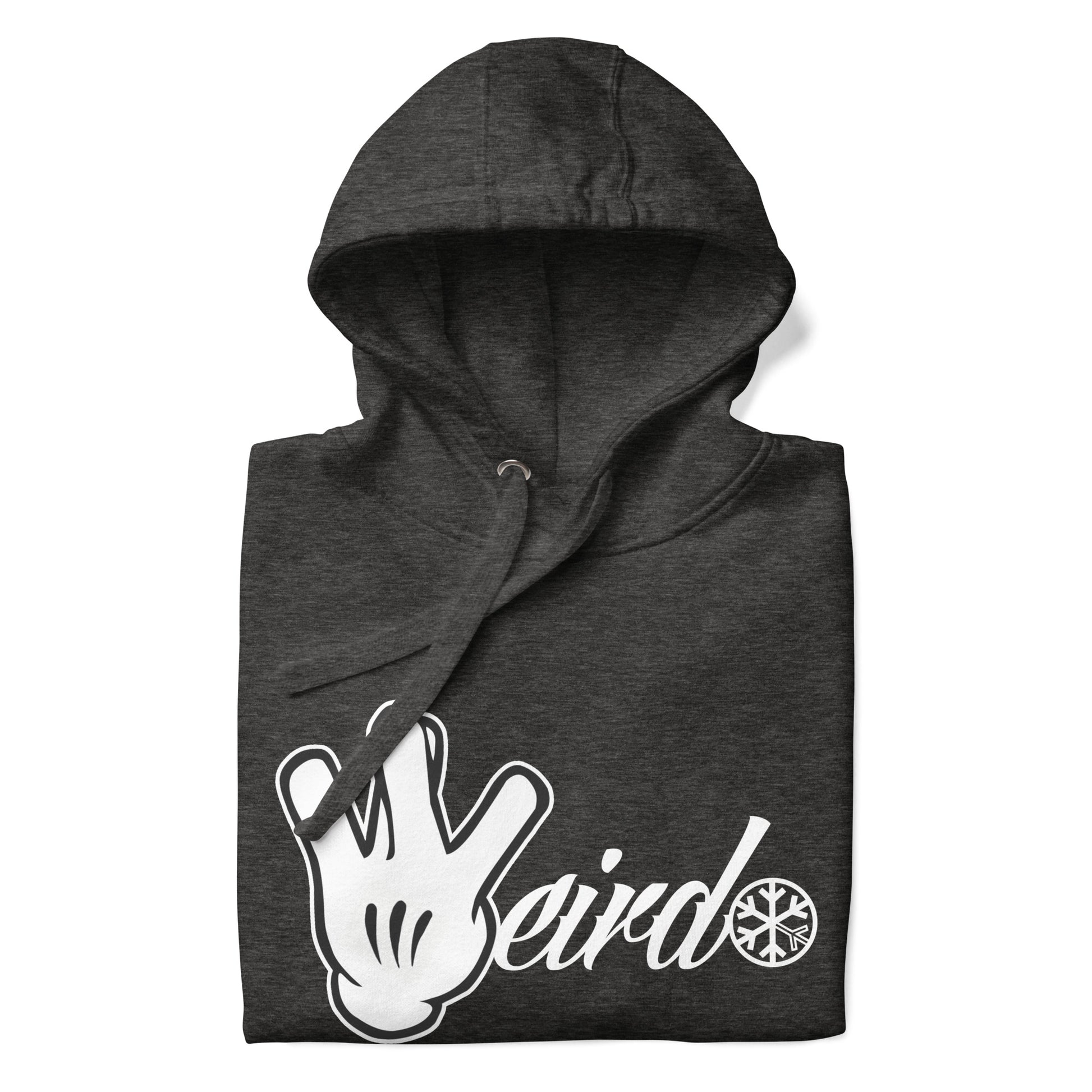 Darkgray-Weirdo Hand Sign Hoodie from B.Different Clothing, folded, graffiti-inspired streetwear