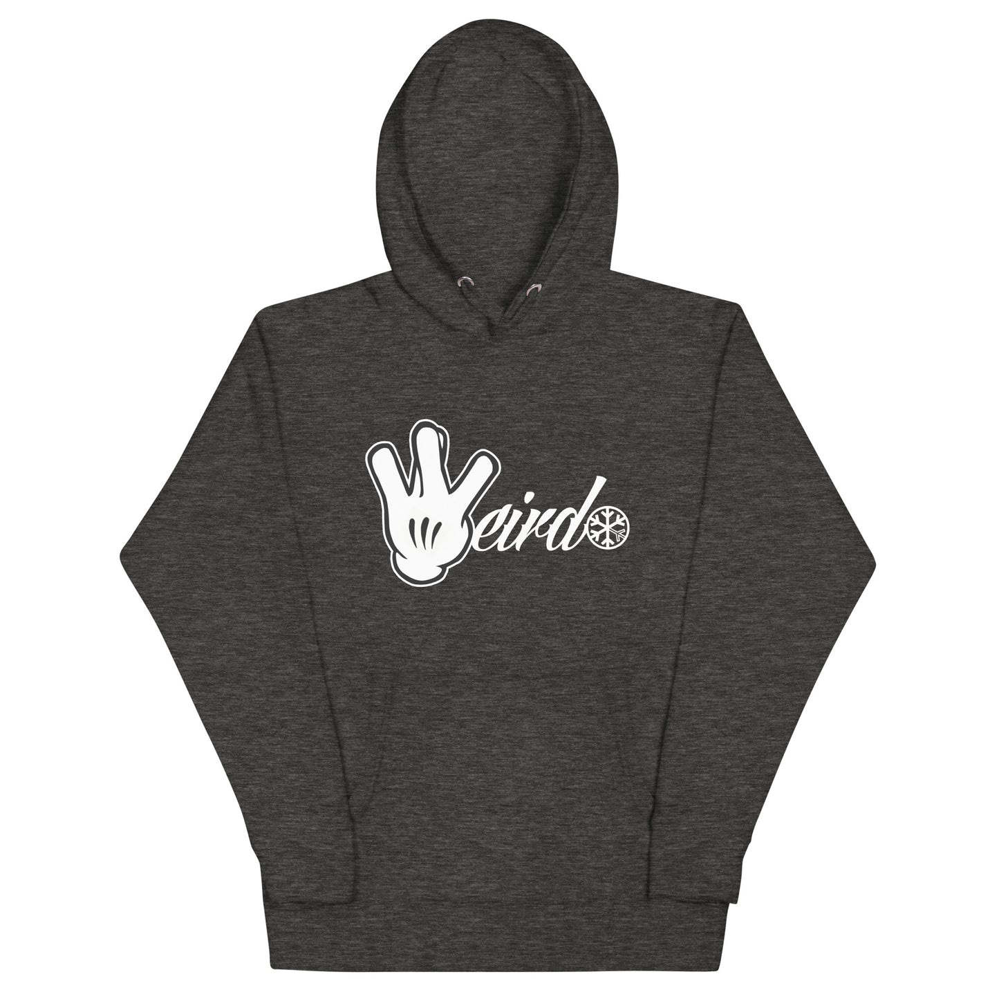 Darkgray-Weirdo Hand Sign Hoodie from B.Different Clothing, front view, graffiti-inspired streetwear
