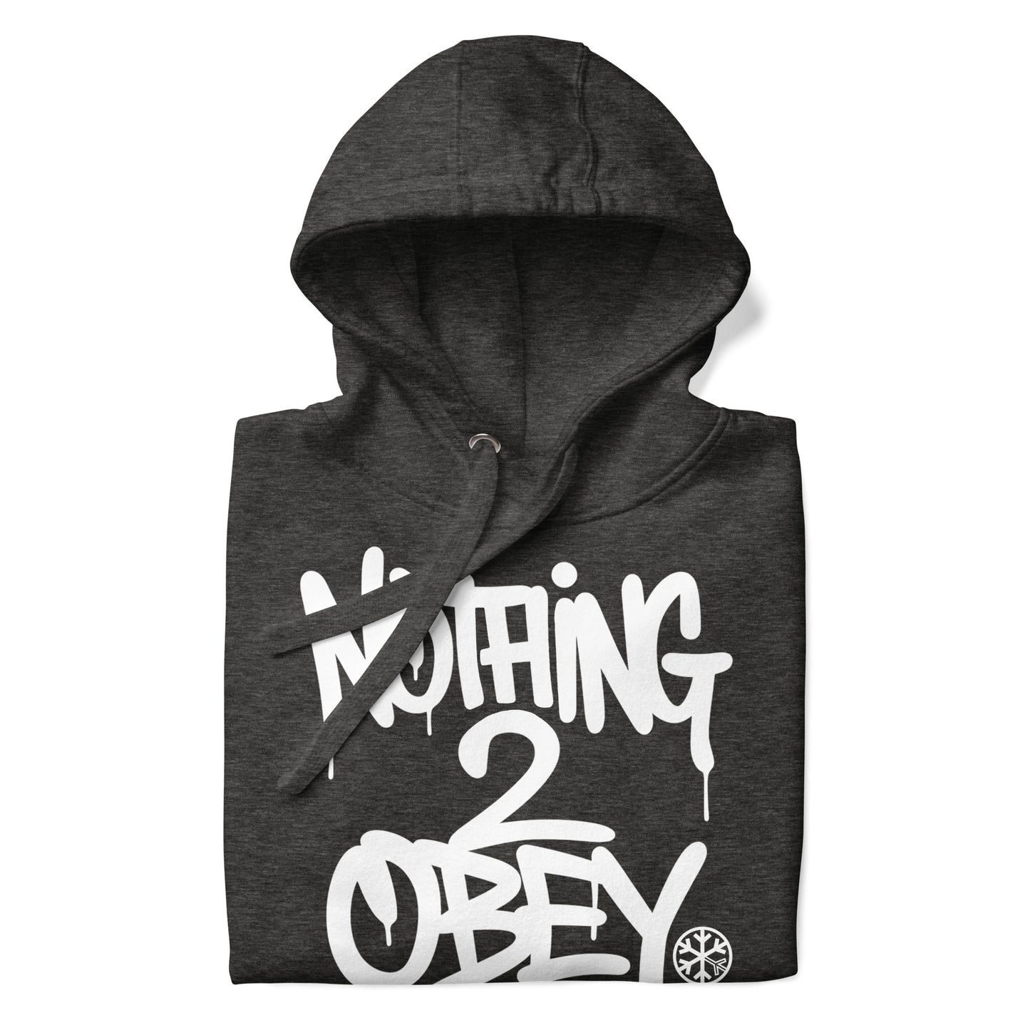 Darkgray-Nothing 2 Obey Graffiti Hoodie from B.Different Clothing, folded, graffiti-inspired streetwear